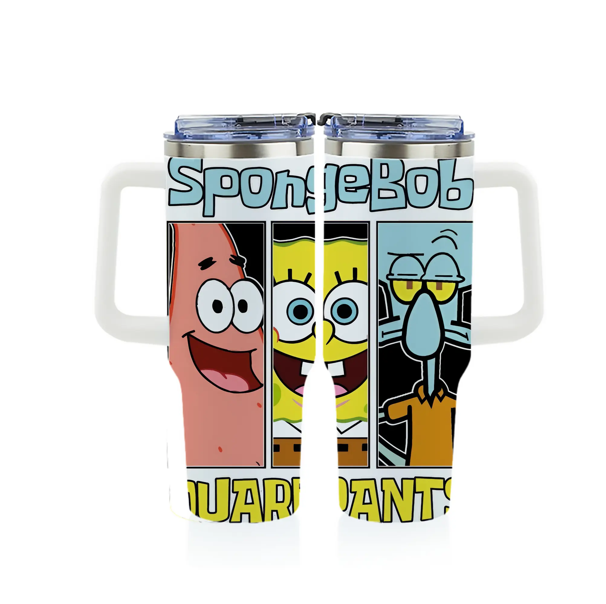 スポンジボブ グッズ スポンジボブ - 1200mL フルプリント車用タンブラー ・ 304ステンレス 内側 ・ 201ステンレス 外側 ・ 保温 保冷 ・ 通勤 ドライブ アウトドア用