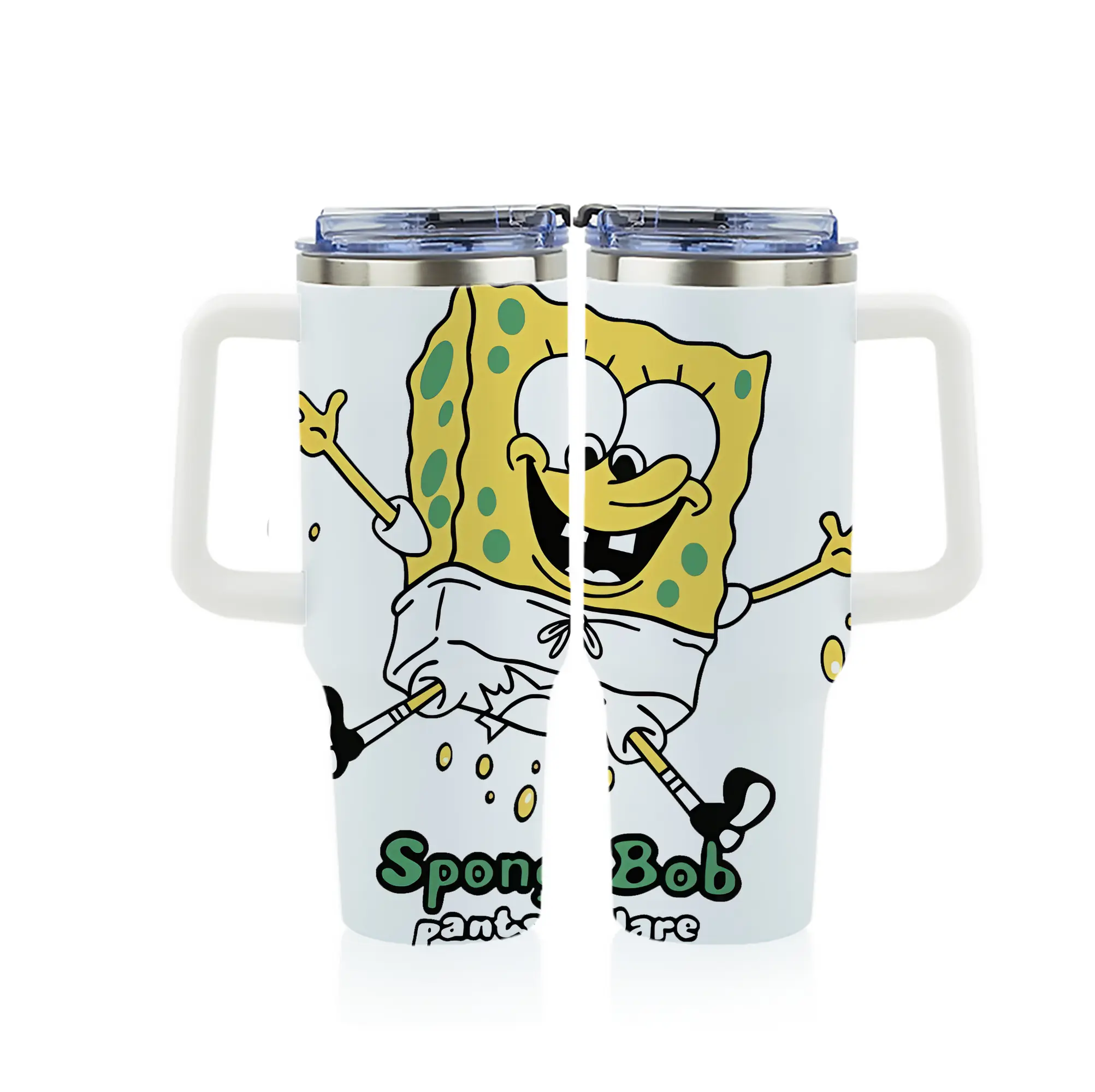 スポンジボブ グッズ スポンジボブ - 1200mL フルプリント車用タンブラー ・ 304ステンレス 内側 ・ 201ステンレス 外側 ・ 保温 保冷 ・ 通勤 ドライブ アウトドア用