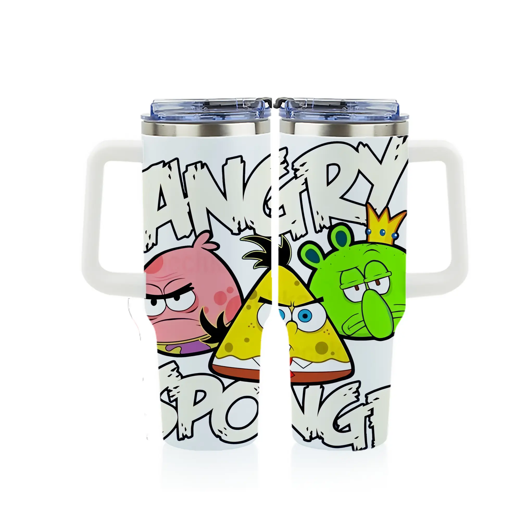 スポンジボブ グッズ スポンジボブ - 1200mL フルプリント車用タンブラー ・ 304ステンレス 内側 ・ 201ステンレス 外側 ・ 保温 保冷 ・ 通勤 ドライブ アウトドア用