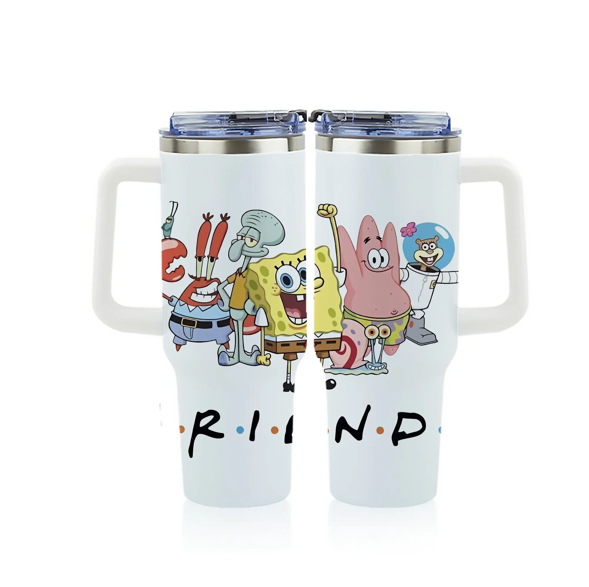 スポンジボブ グッズ スポンジボブ - 1200mL フルプリント車用タンブラー ・ 304ステンレス 内側 ・ 201ステンレス 外側 ・ 保温 保冷 ・ 通勤 ドライブ アウトドア用