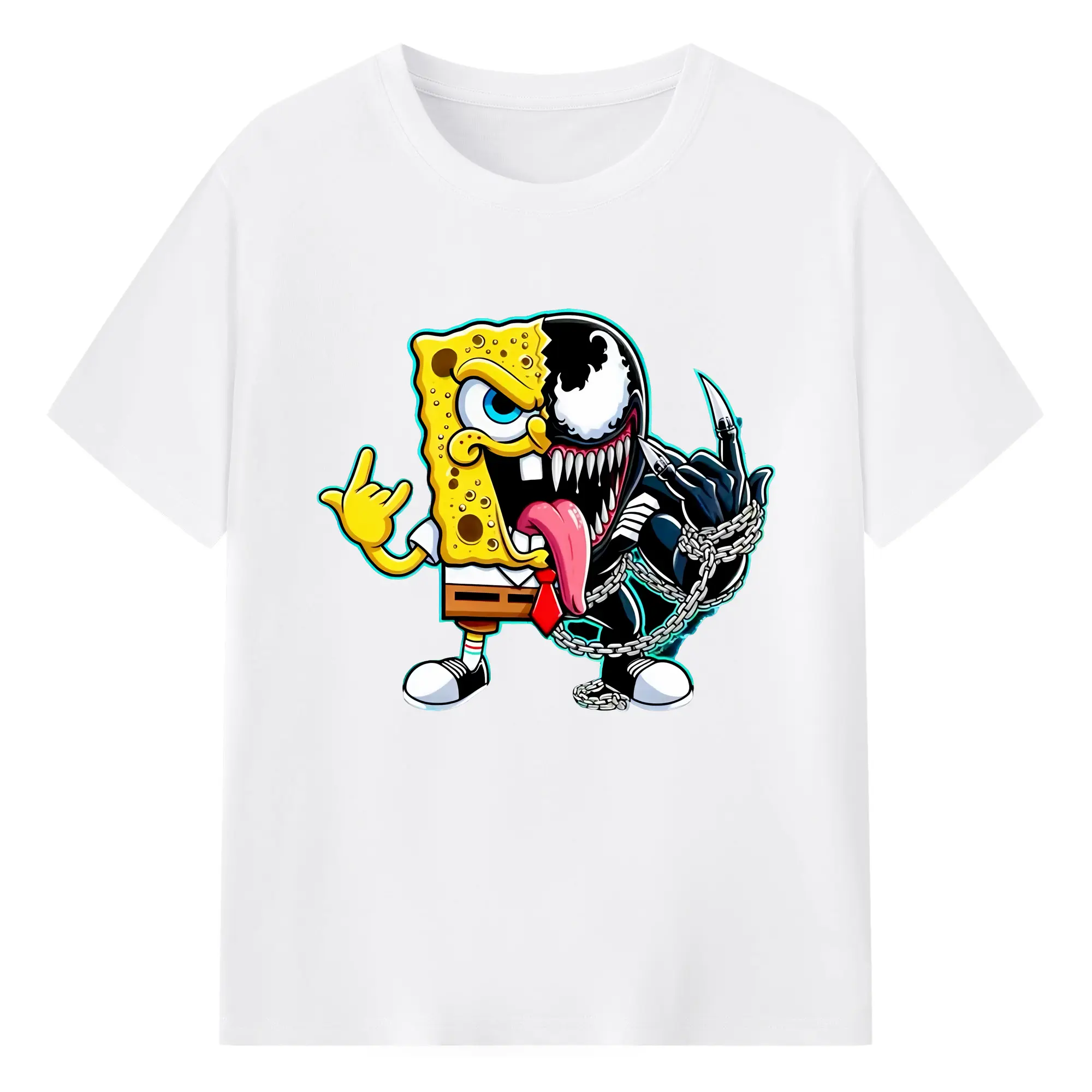 スポンジボブ グッズ スポンジボブ - 綿100％ 半袖Tシャツ ・ フロントプリント ・ 快適 通気性 ・ 日常使い 散歩 スポーツ用