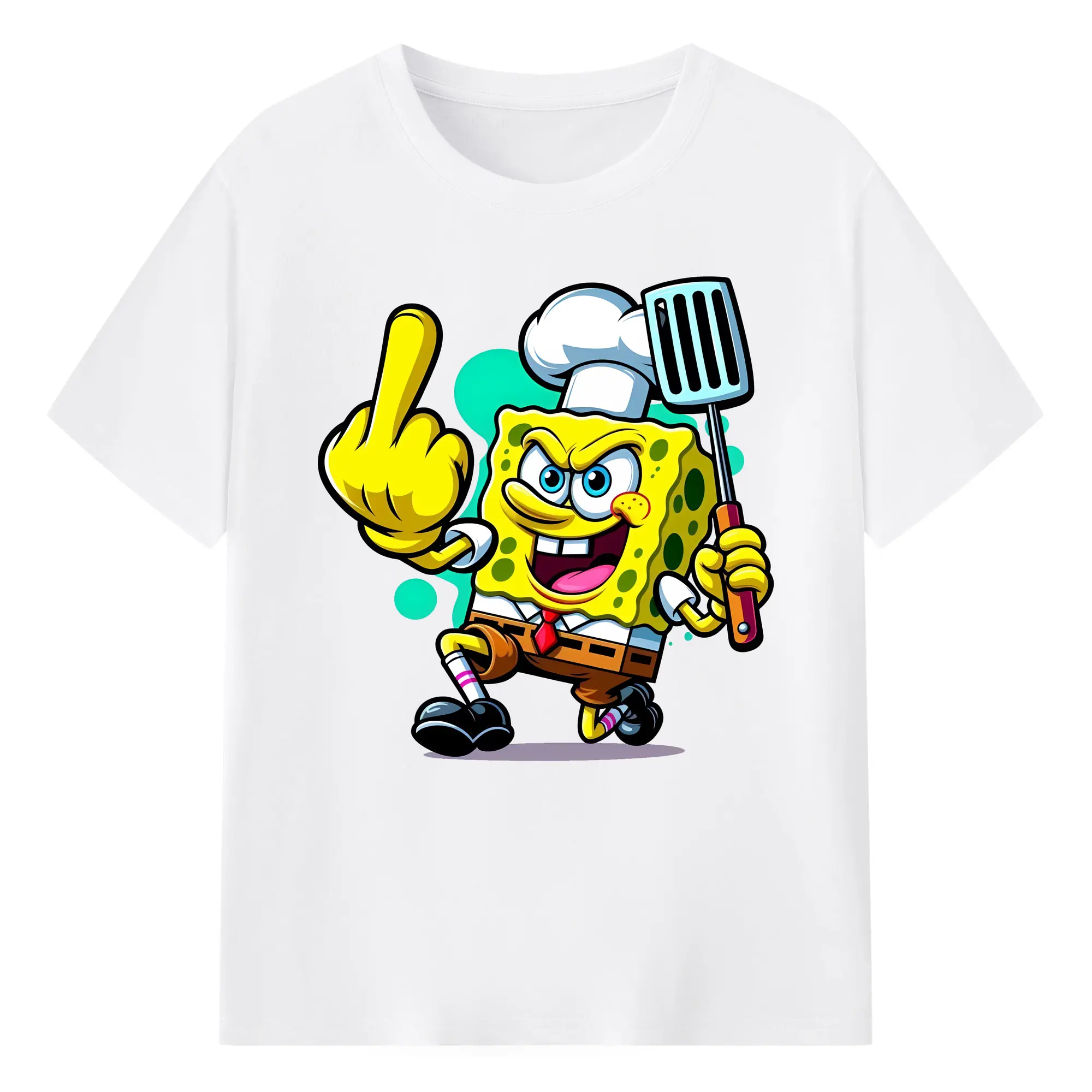 スポンジボブ グッズ スポンジボブ - 綿100％ 半袖Tシャツ ・ フロントプリント ・ 快適 通気性 ・ 日常使い 散歩 スポーツ用