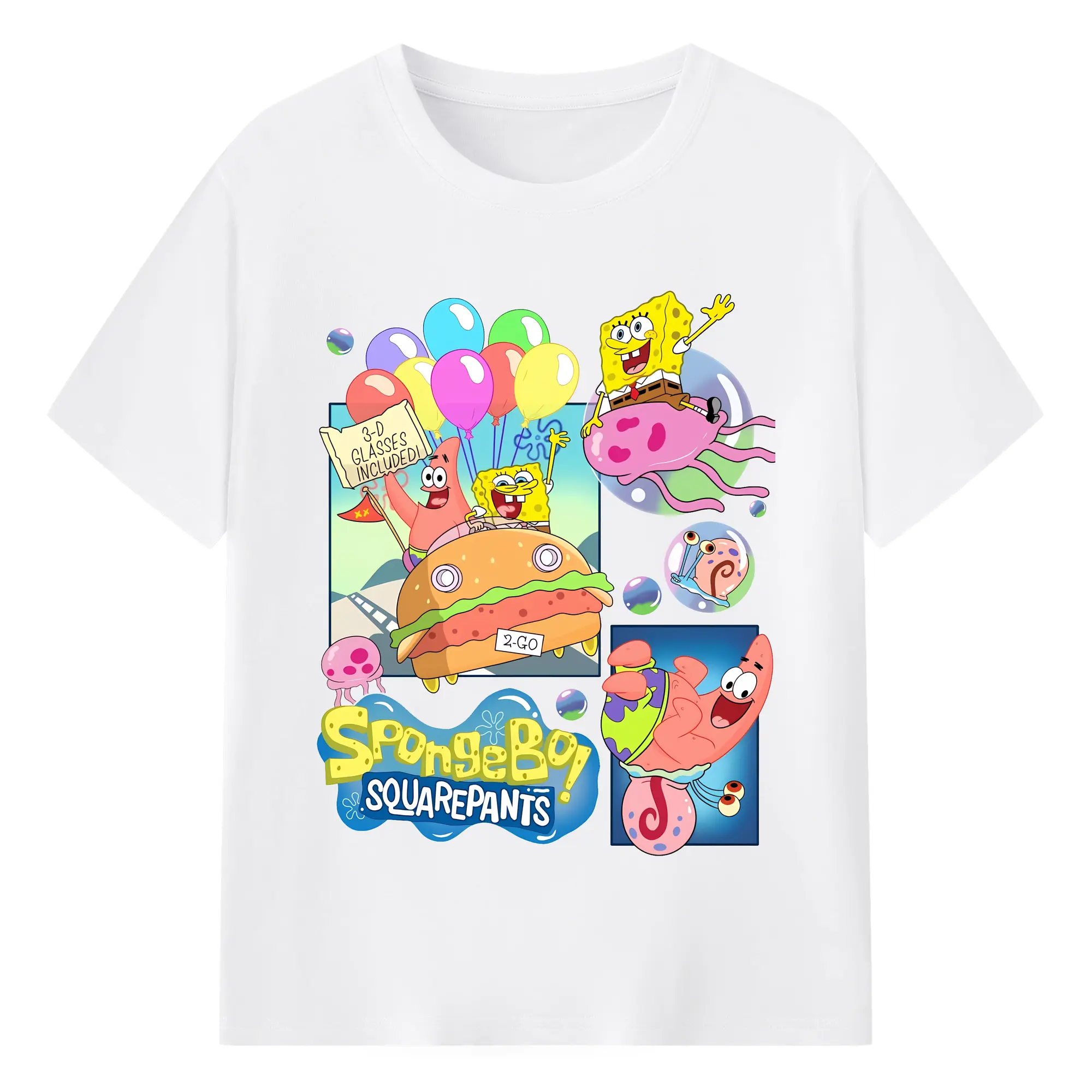 スポンジボブ グッズ スポンジボブ - 綿100％ 半袖Tシャツ ・ フロントプリント ・ 快適 通気性 ・ 日常使い 散歩 スポーツ用