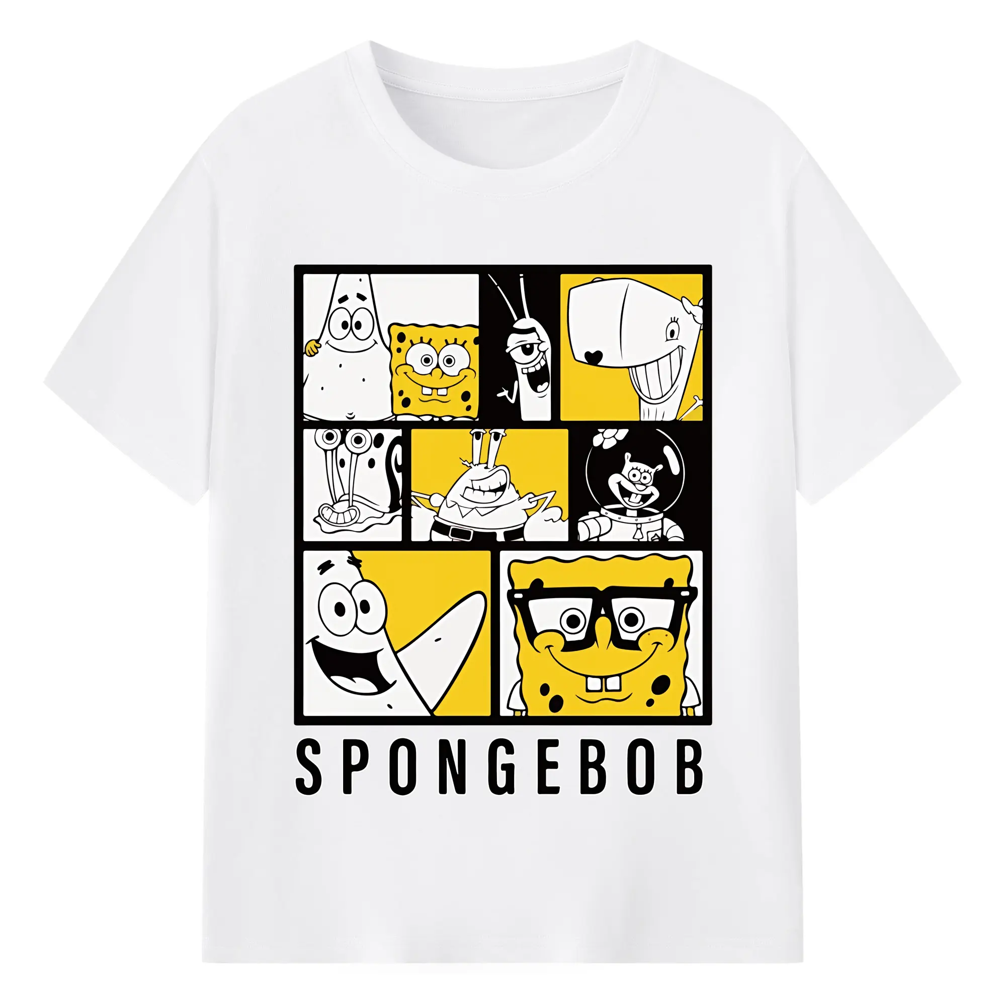 スポンジボブ グッズ スポンジボブ - 綿100％ 半袖Tシャツ ・ フロントプリント ・ 快適 通気性 ・ 日常使い 散歩 スポーツ用