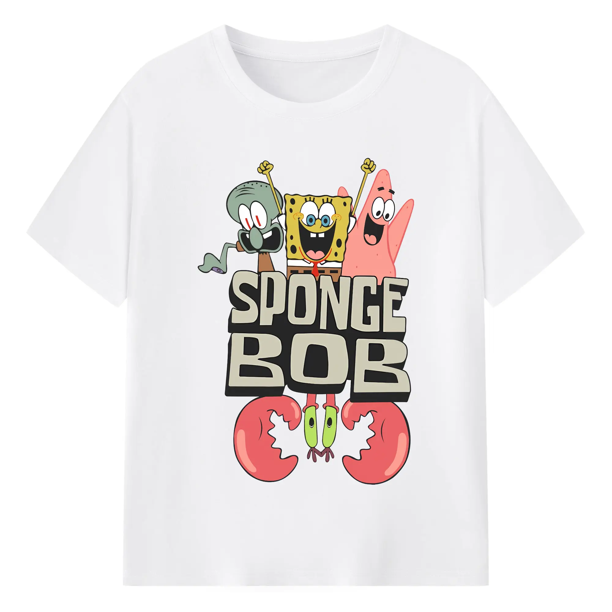 スポンジボブ グッズ スポンジボブ - 綿100％ 半袖Tシャツ ・ フロントプリント ・ 快適 通気性 ・ 日常使い 散歩 スポーツ用