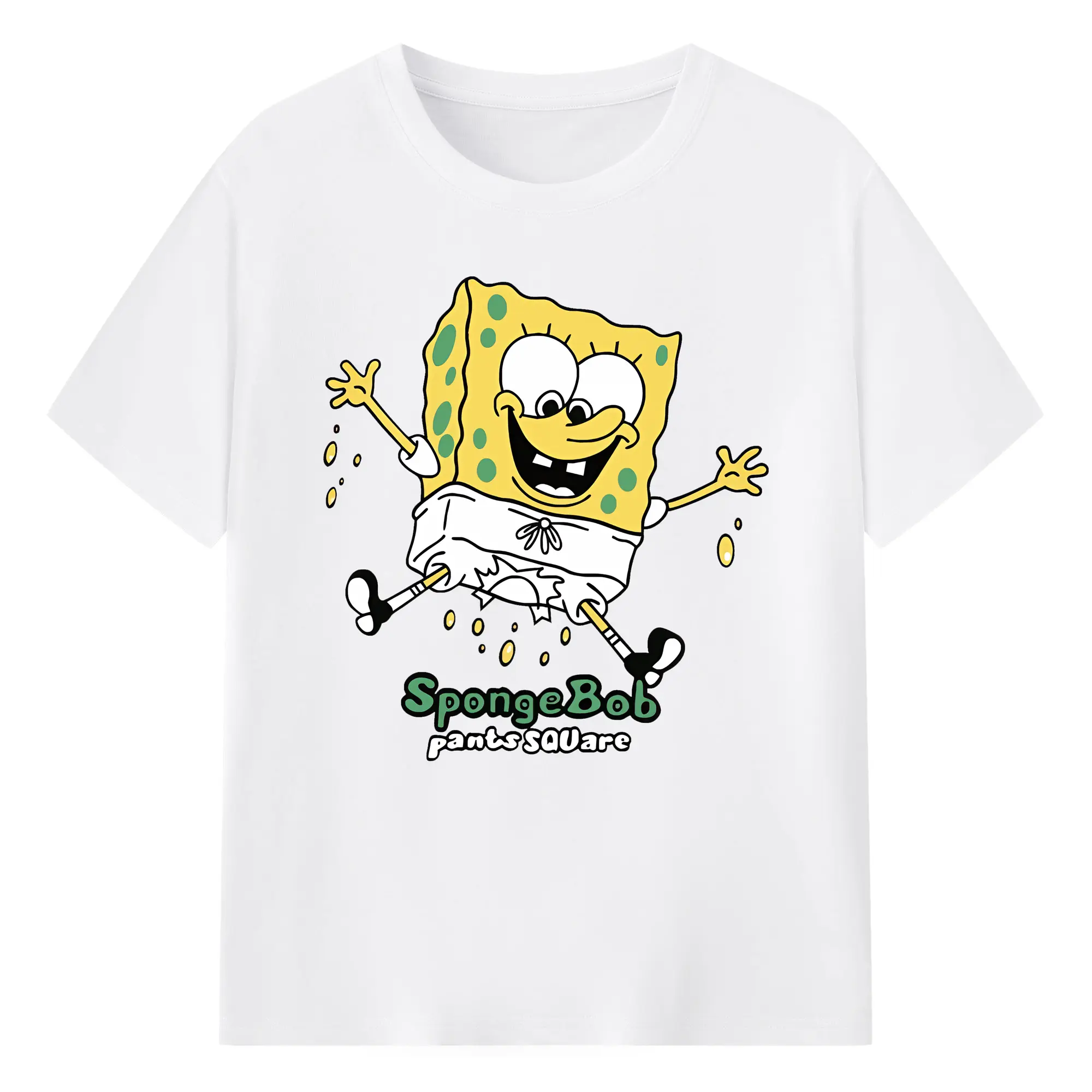 スポンジボブ グッズ スポンジボブ - 綿100％ 半袖Tシャツ ・ フロントプリント ・ 快適 通気性 ・ 日常使い 散歩 スポーツ用