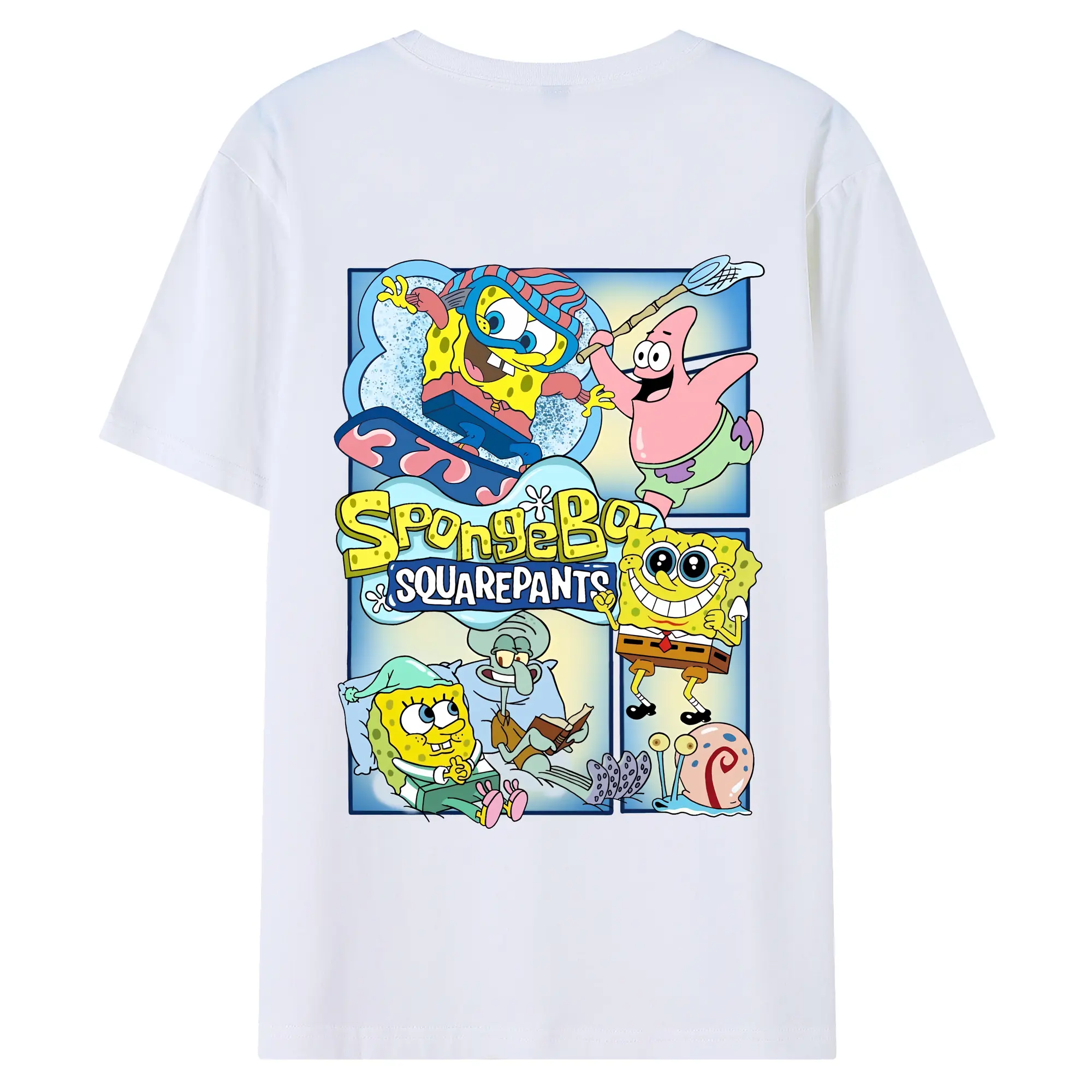 スポンジボブ グッズ スポンジボブ - 綿100％ 半袖Tシャツ ・ バックプリント ・ 快適 通気性 ・ 日常使い 散歩 スポーツ用