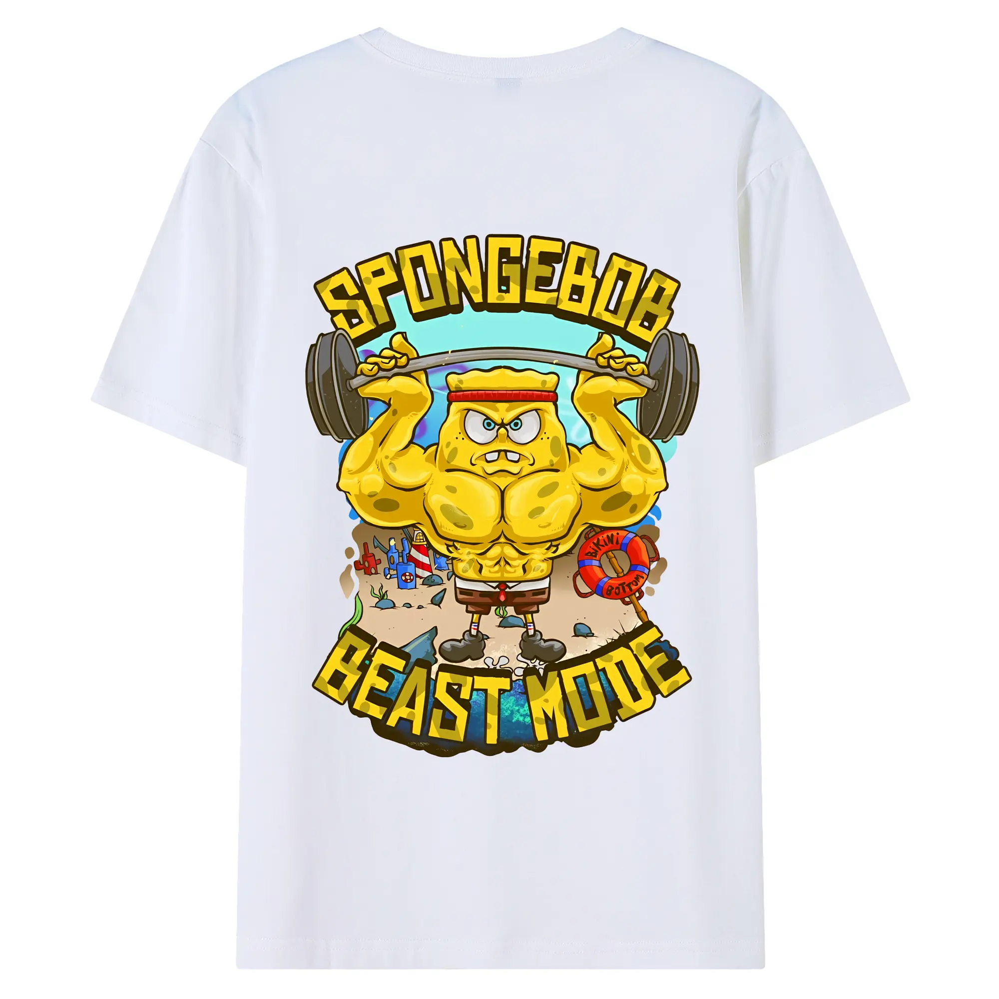 スポンジボブ グッズ スポンジボブ - 綿100％ 半袖Tシャツ ・ バックプリント ・ 快適 通気性 ・ 日常使い 散歩 スポーツ用