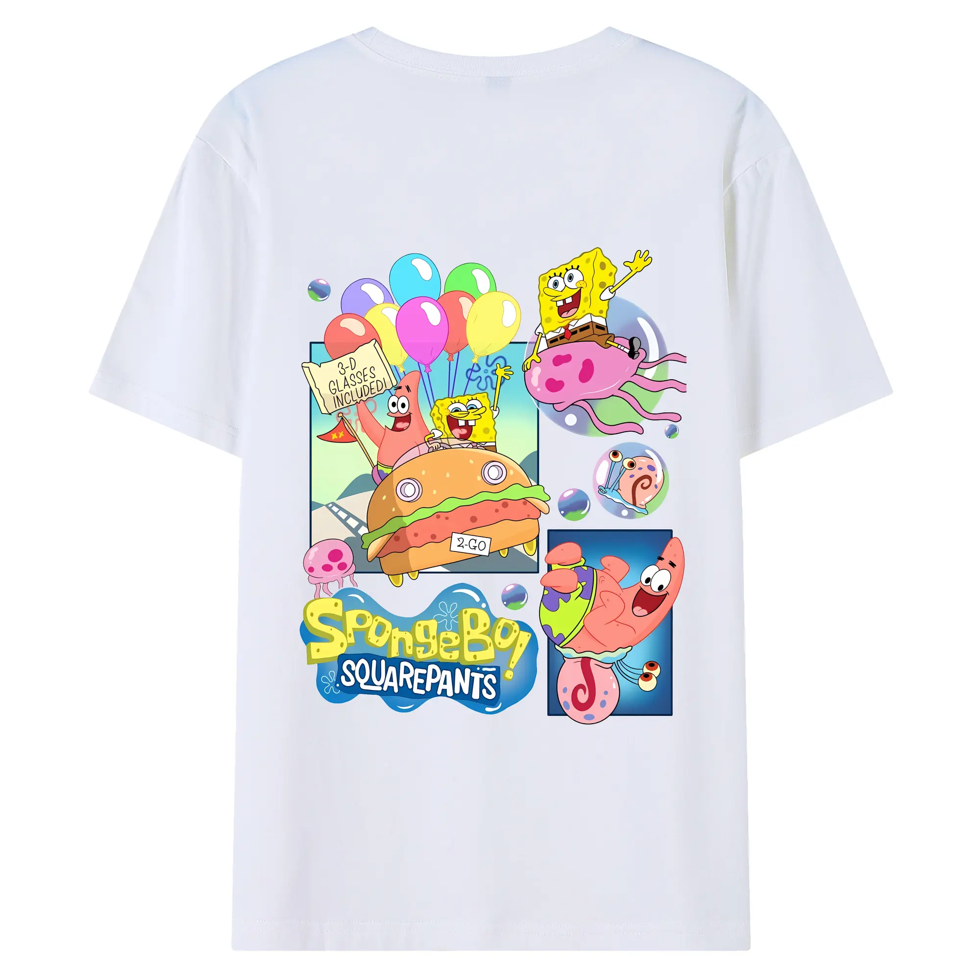 スポンジボブ グッズ スポンジボブ - 綿100％ 半袖Tシャツ ・ バックプリント ・ 快適 通気性 ・ 日常使い 散歩 スポーツ用