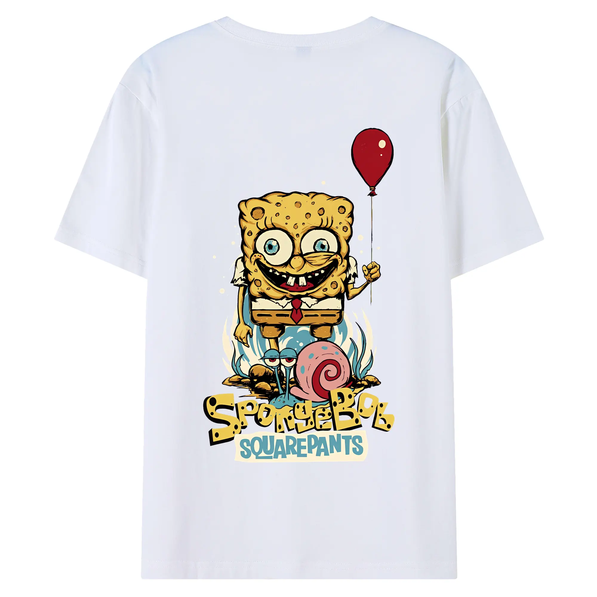 スポンジボブ グッズ スポンジボブ - 綿100％ 半袖Tシャツ ・ バックプリント ・ 快適 通気性 ・ 日常使い 散歩 スポーツ用