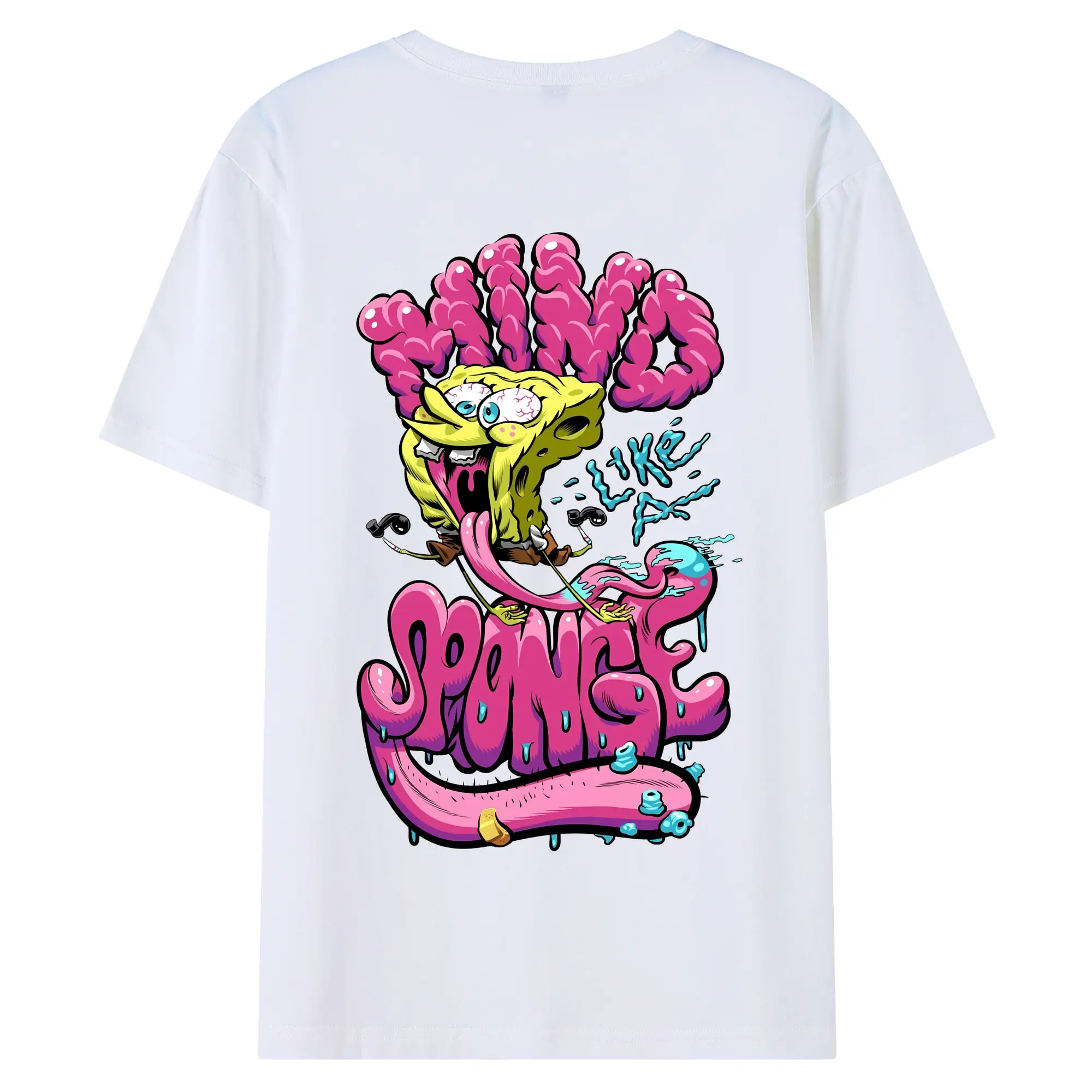 スポンジボブ グッズ スポンジボブ - 綿100％ 半袖Tシャツ ・ バックプリント ・ 快適 通気性 ・ 日常使い 散歩 スポーツ用