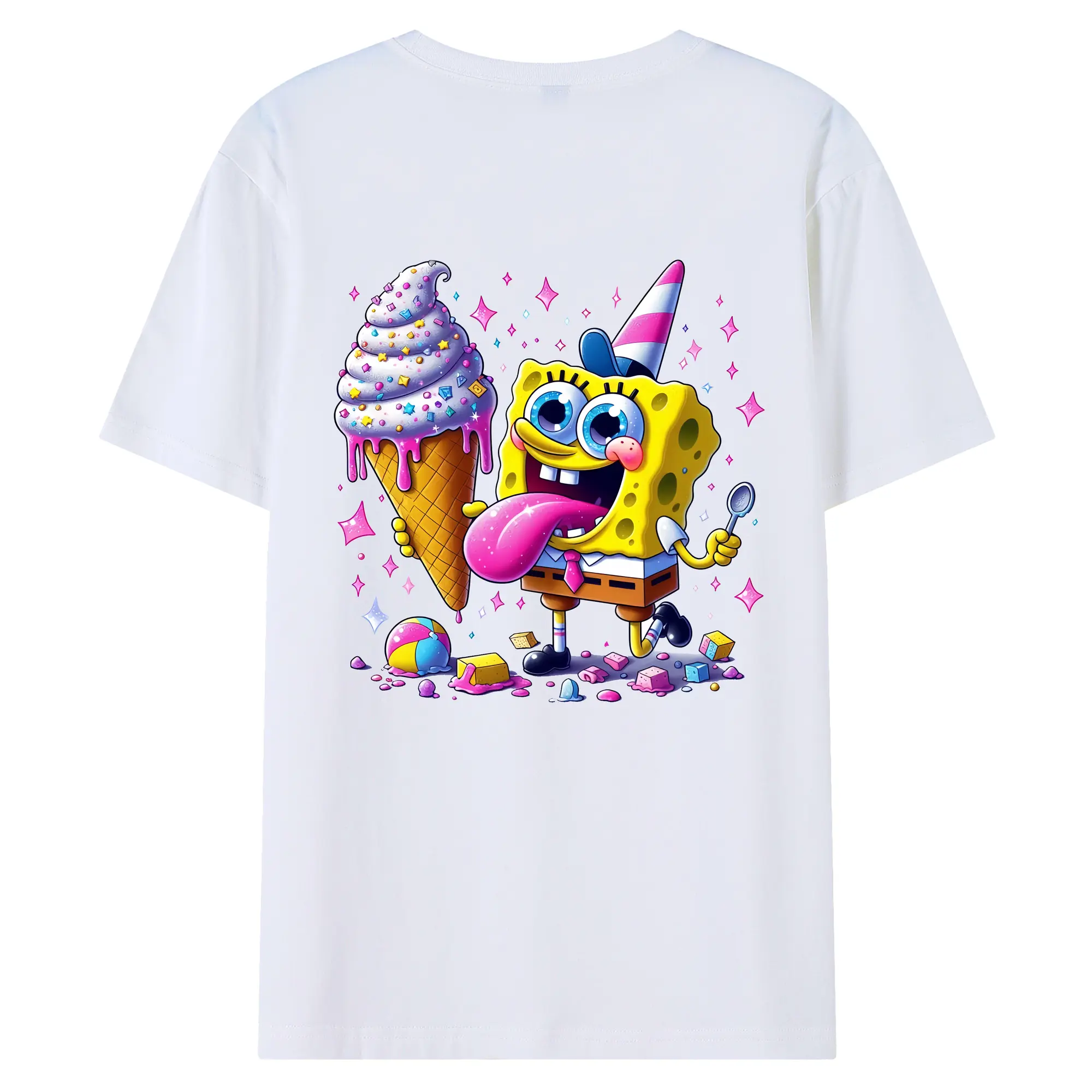 スポンジボブ グッズ スポンジボブ - 綿100％ 半袖Tシャツ ・ バックプリント ・ 快適 通気性 ・ 日常使い 散歩 スポーツ用