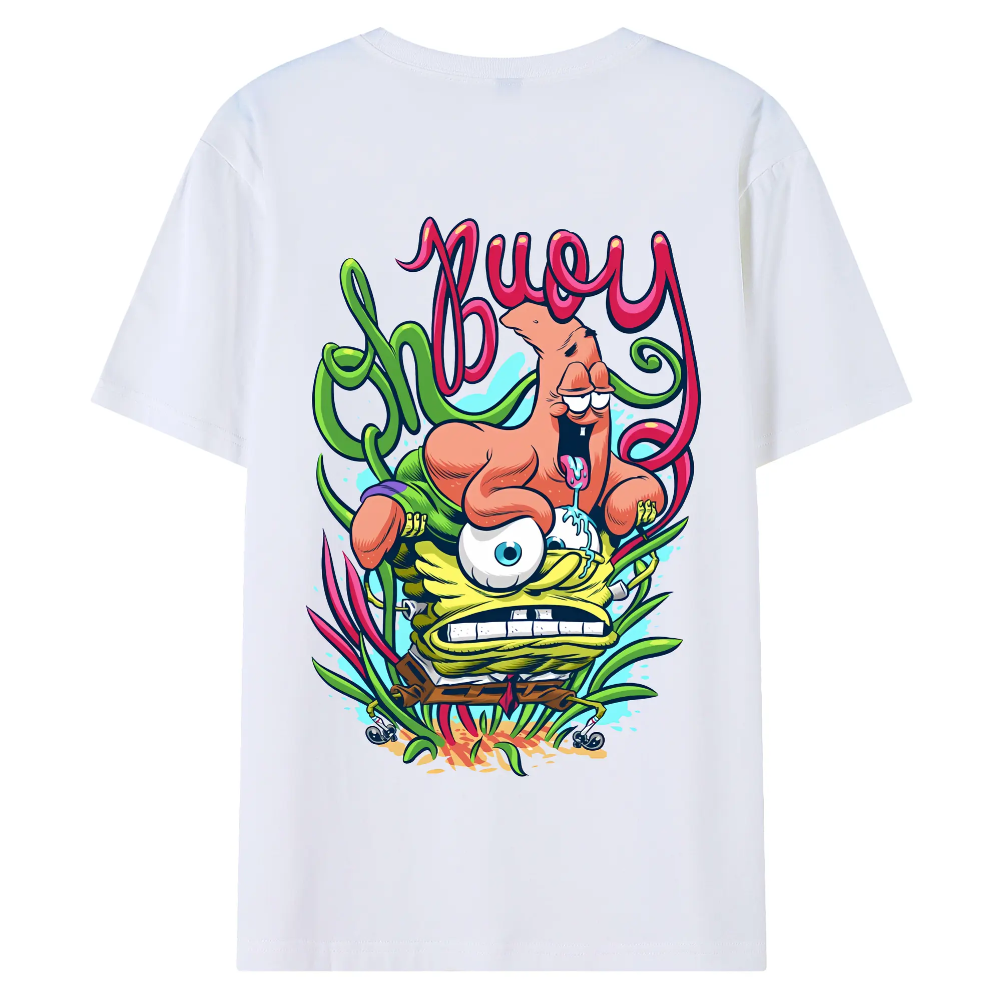 スポンジボブ グッズ スポンジボブ - 綿100％ 半袖Tシャツ ・ バックプリント ・ 快適 通気性 ・ 日常使い 散歩 スポーツ用