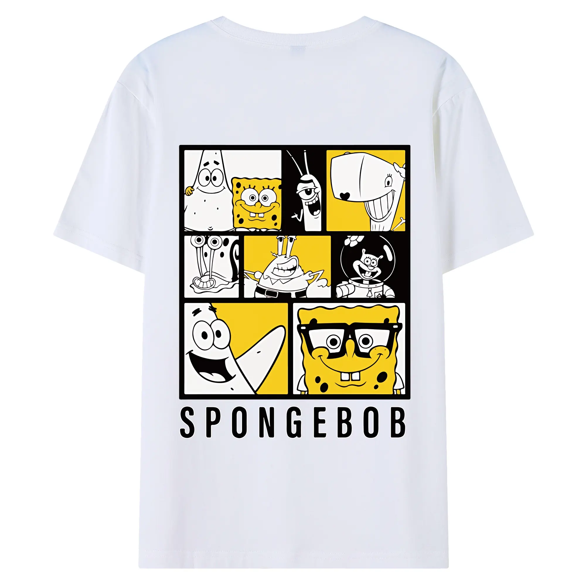 スポンジボブ グッズ スポンジボブ - 綿100％ 半袖Tシャツ ・ バックプリント ・ 快適 通気性 ・ 日常使い 散歩 スポーツ用