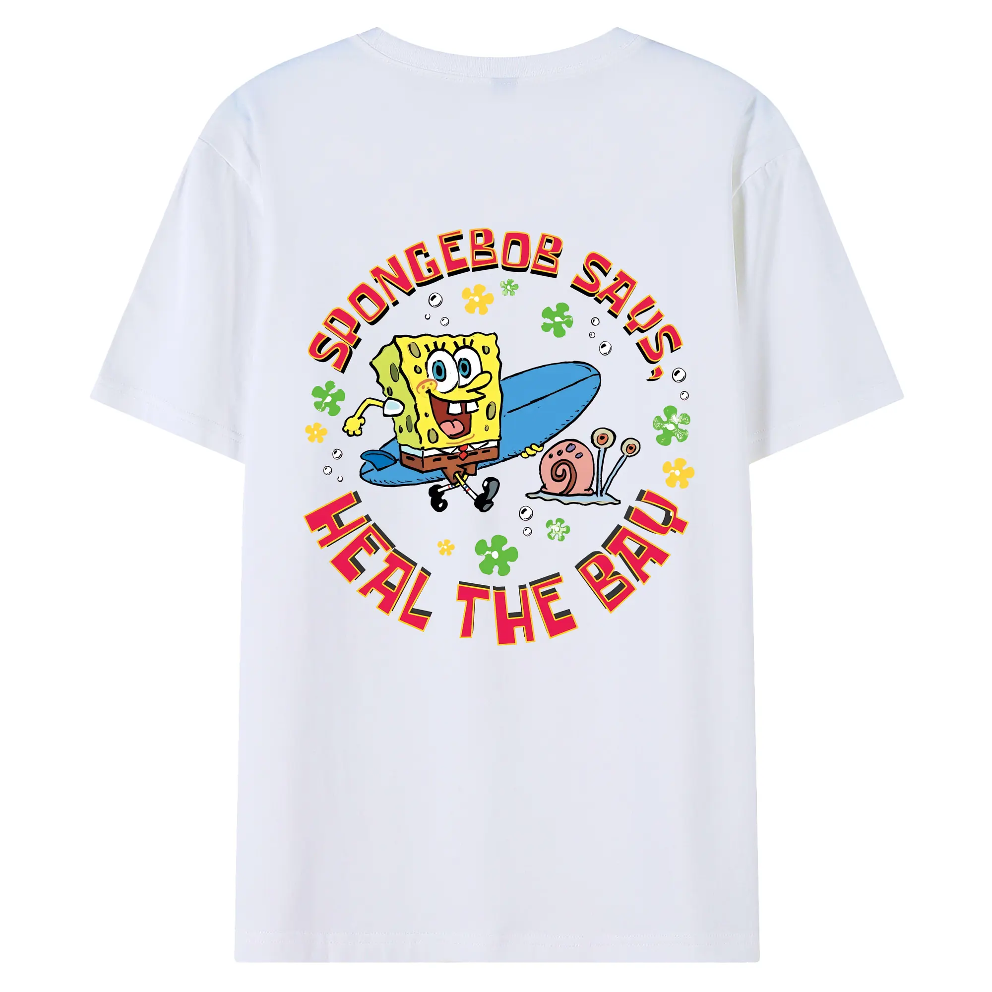 スポンジボブ グッズ スポンジボブ - 綿100％ 半袖Tシャツ ・ バックプリント ・ 快適 通気性 ・ 日常使い 散歩 スポーツ用