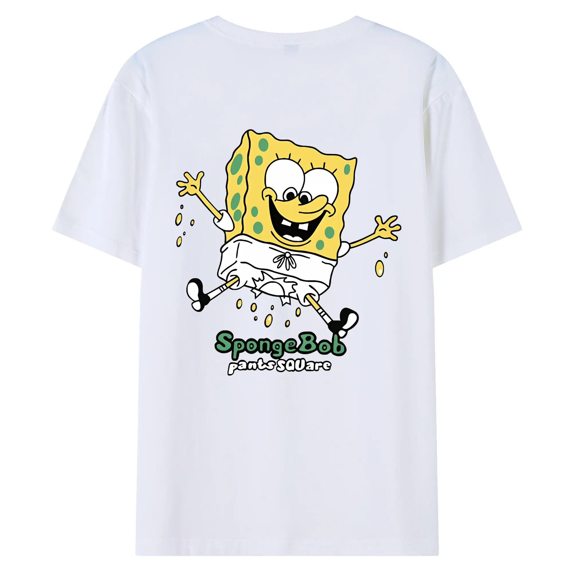 スポンジボブ グッズ スポンジボブ - 綿100％ 半袖Tシャツ ・ バックプリント ・ 快適 通気性 ・ 日常使い 散歩 スポーツ用