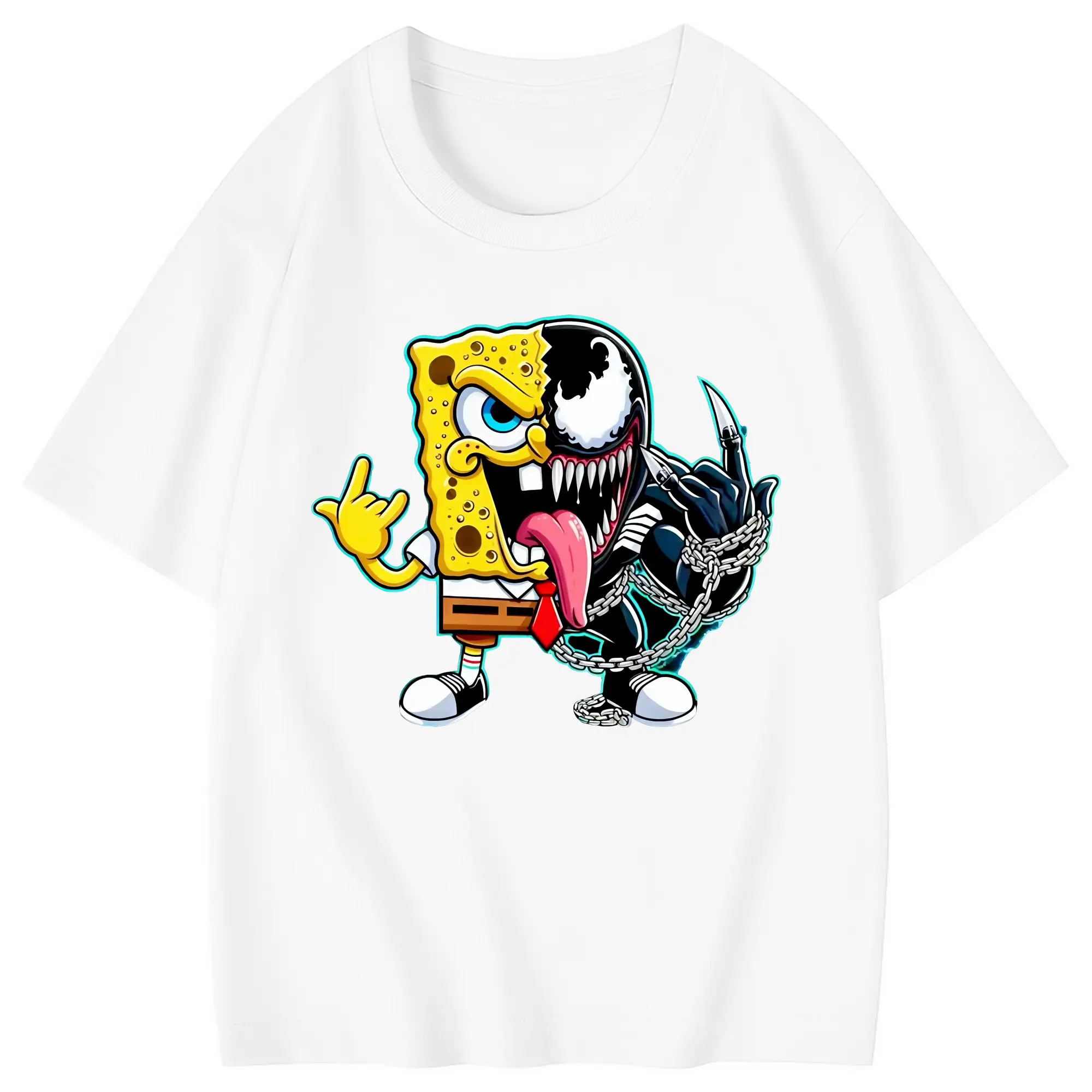 スポンジボブ グッズ スポンジボブ - 綿100％ キッズTシャツ ・ フロントプリント ・ 快適 通気性 ・ スポーツ カジュアル 散歩用