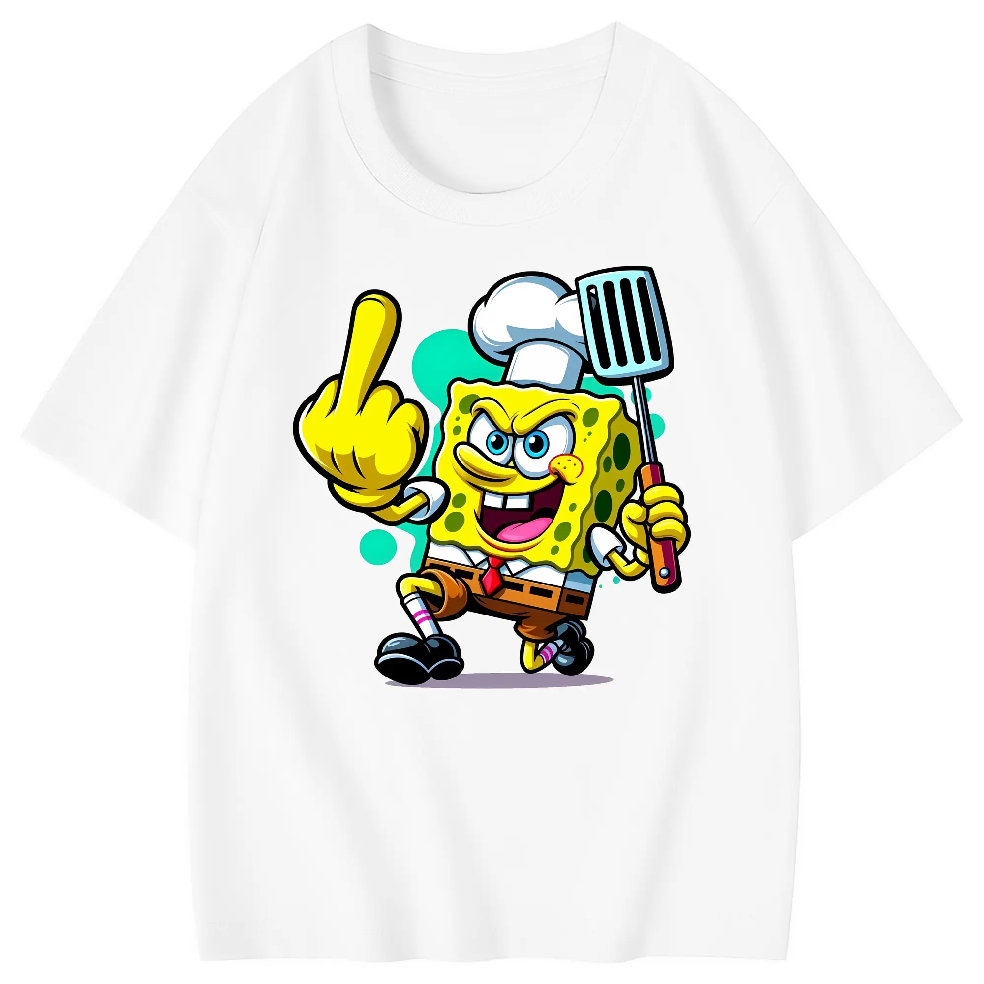 スポンジボブ グッズ スポンジボブ - 綿100％ キッズTシャツ ・ フロントプリント ・ 快適 通気性 ・ スポーツ カジュアル 散歩用