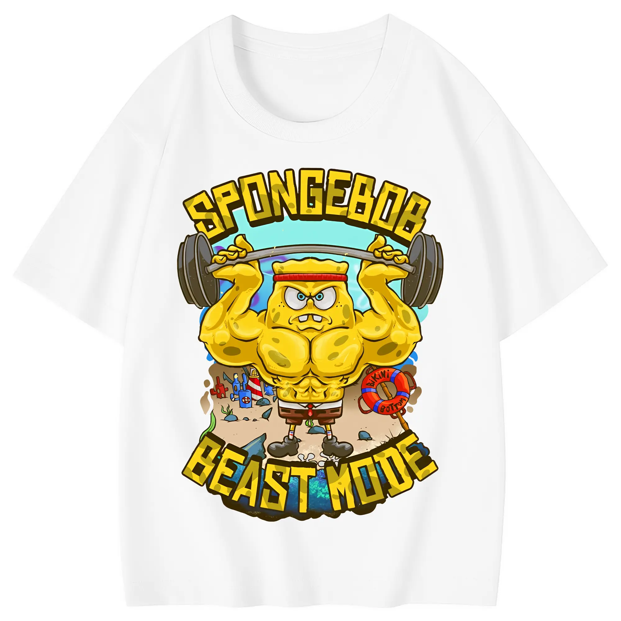 スポンジボブ グッズ スポンジボブ - 綿100％ キッズTシャツ ・ フロントプリント ・ 快適 通気性 ・ スポーツ カジュアル 散歩用