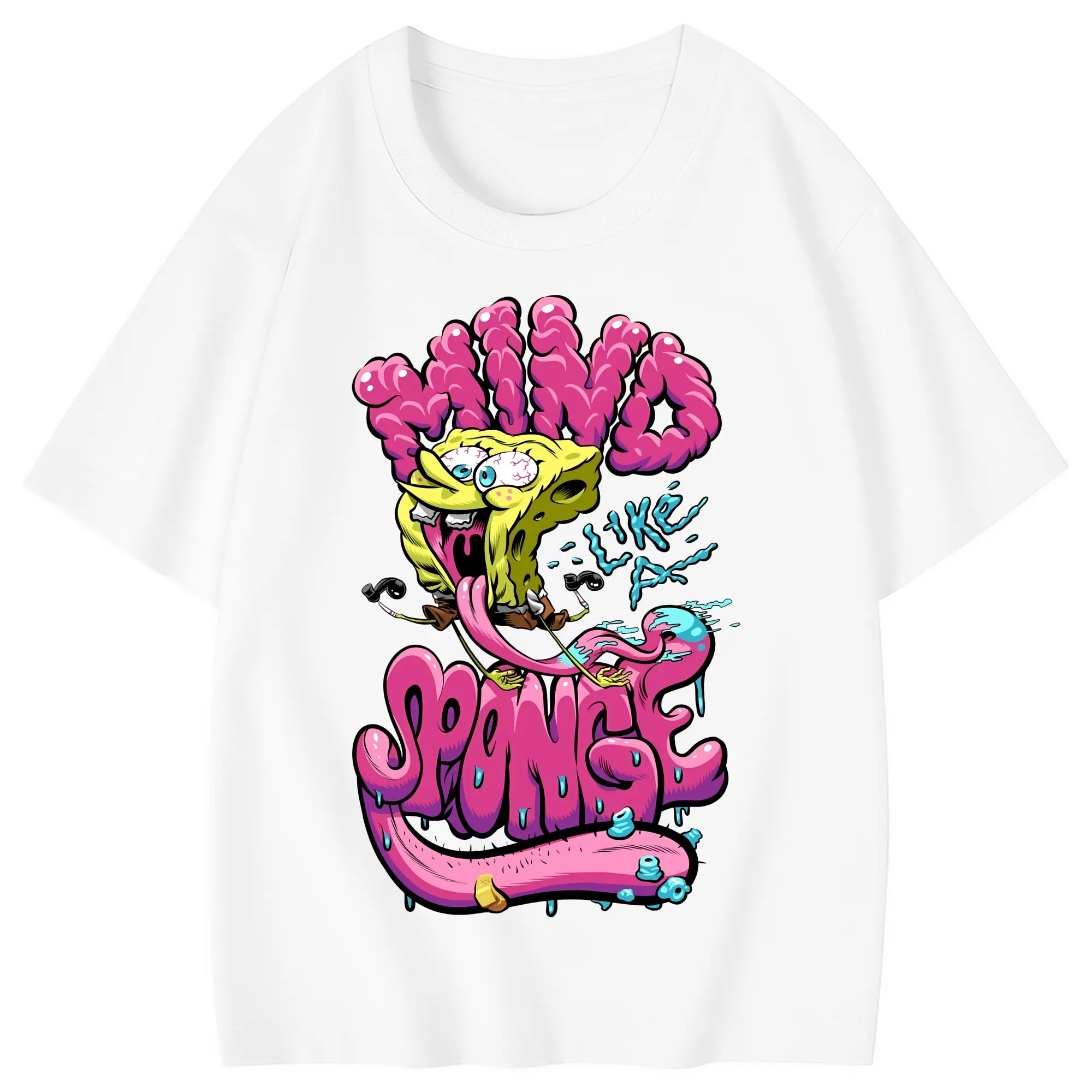 スポンジボブ グッズ スポンジボブ - 綿100％ キッズTシャツ ・ フロントプリント ・ 快適 通気性 ・ スポーツ カジュアル 散歩用