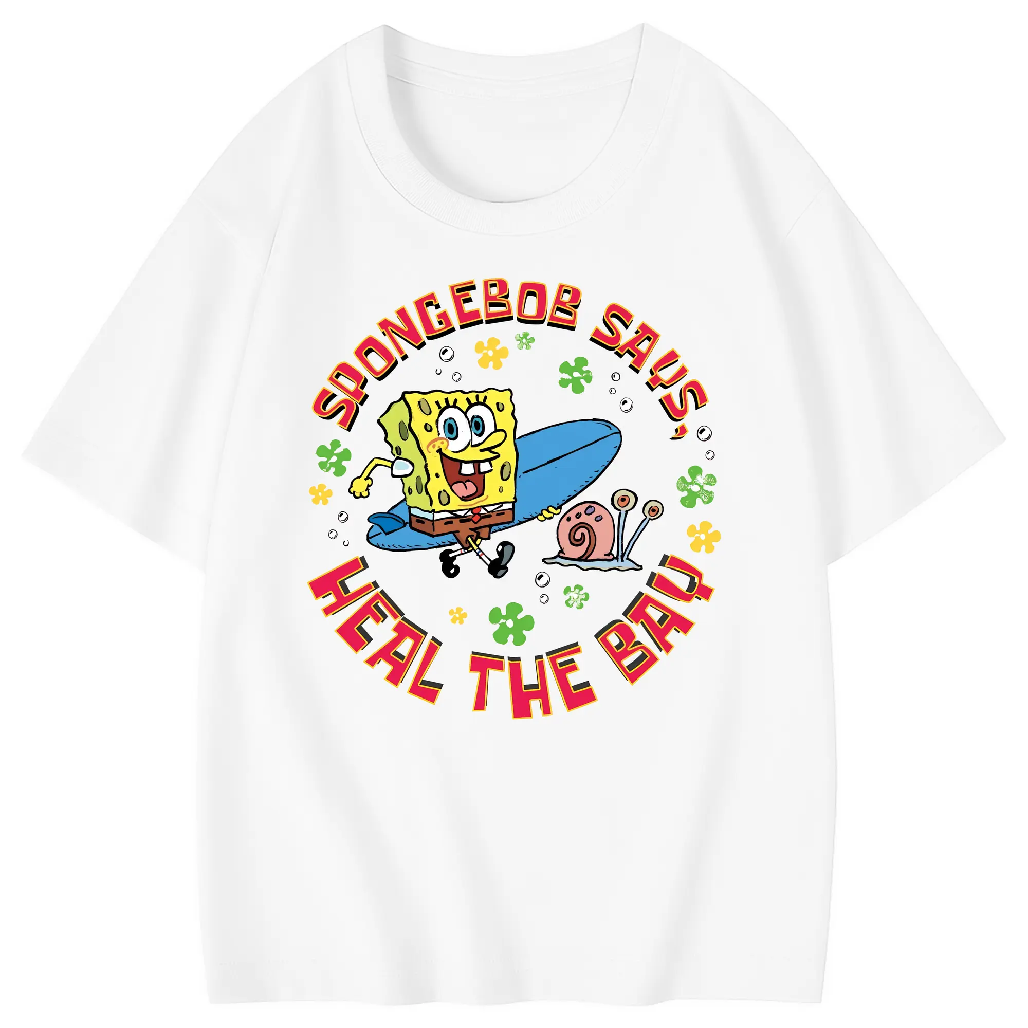 スポンジボブ グッズ スポンジボブ - 綿100％ キッズTシャツ ・ フロントプリント ・ 快適 通気性 ・ スポーツ カジュアル 散歩用