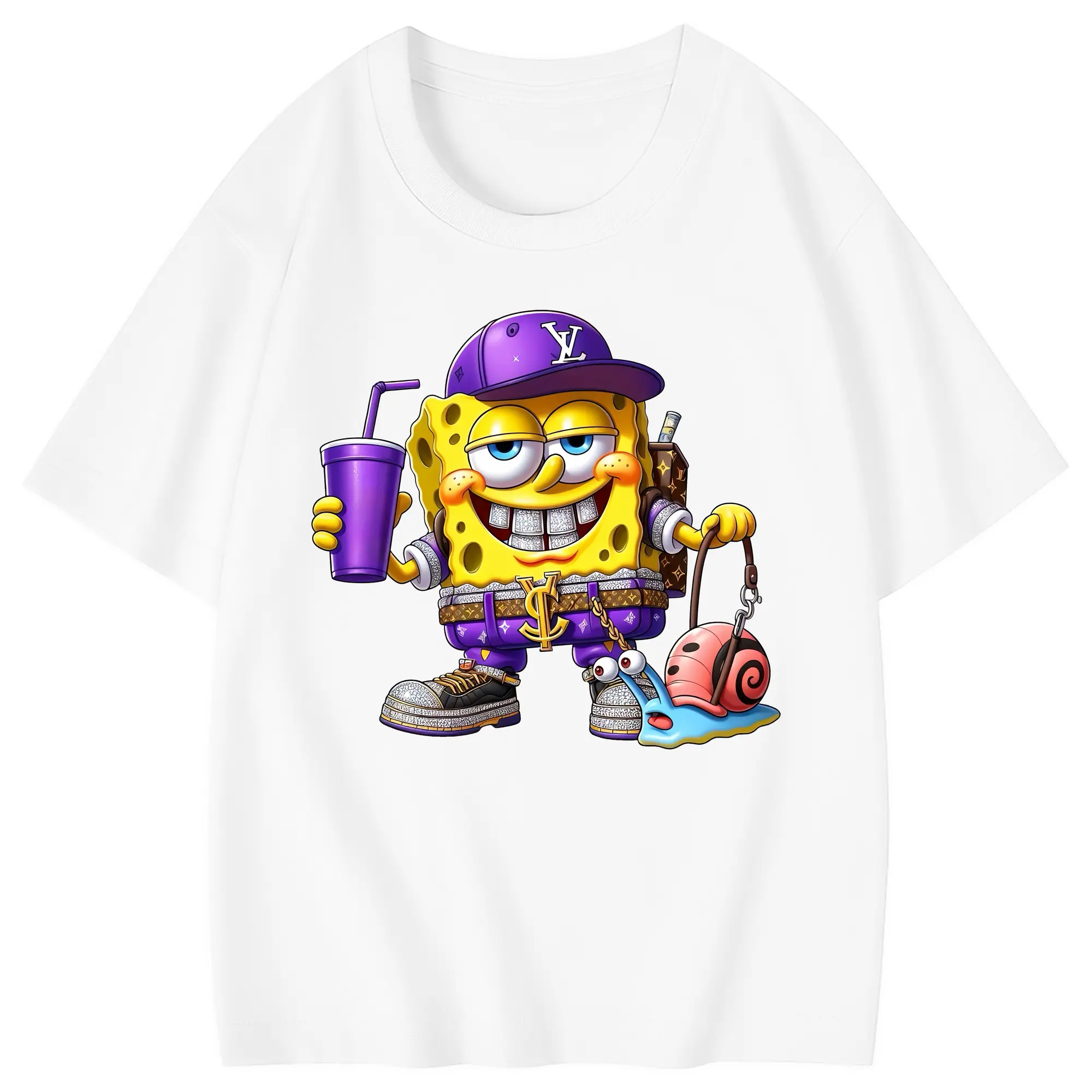 スポンジボブ グッズ スポンジボブ - 綿100％ キッズTシャツ ・ フロントプリント ・ 快適 通気性 ・ スポーツ カジュアル 散歩用