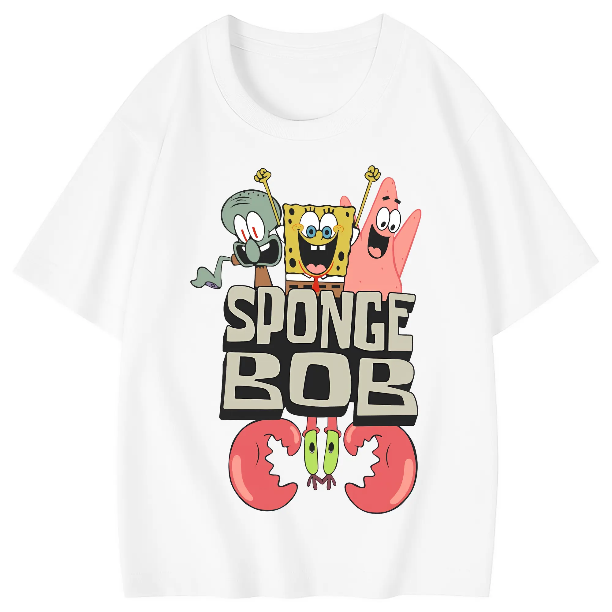 スポンジボブ グッズ スポンジボブ - 綿100％ キッズTシャツ ・ フロントプリント ・ 快適 通気性 ・ スポーツ カジュアル 散歩用