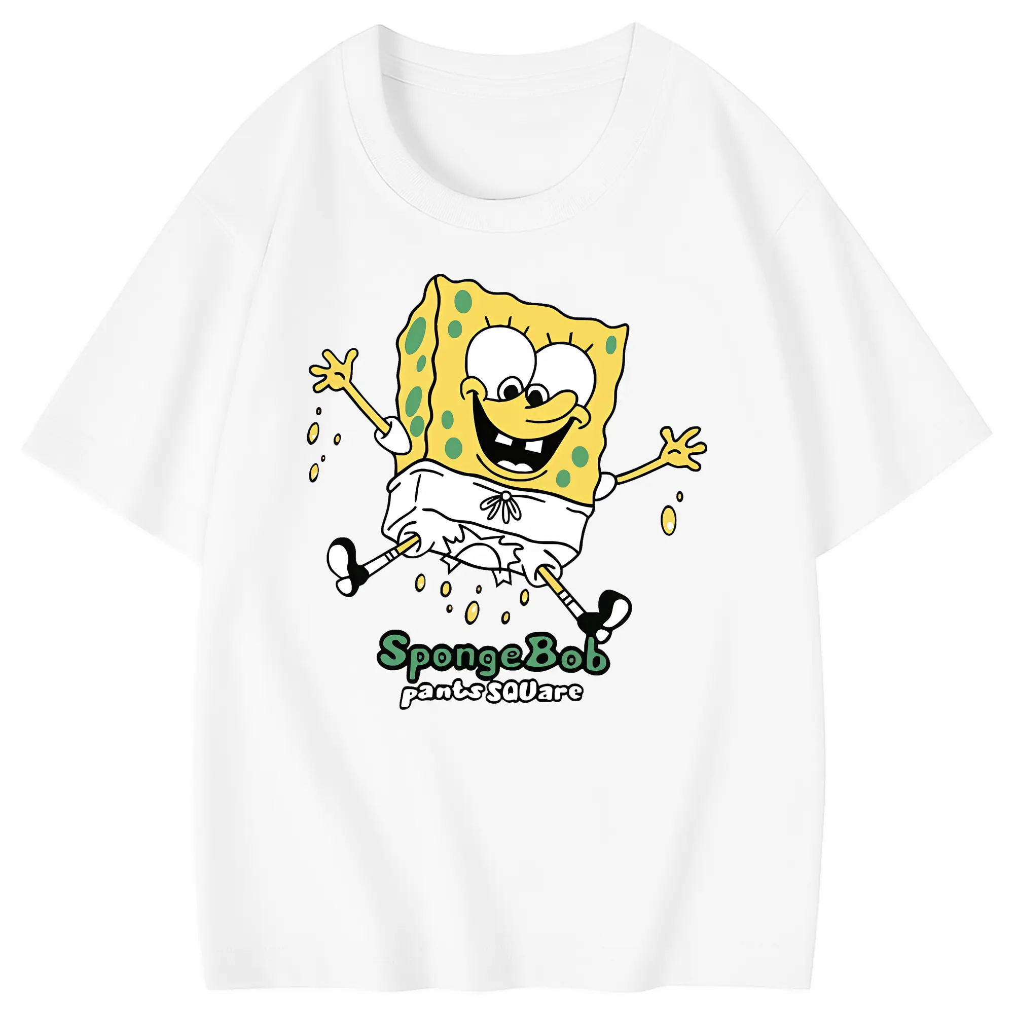 スポンジボブ グッズ スポンジボブ - 綿100％ キッズTシャツ ・ フロントプリント ・ 快適 通気性 ・ スポーツ カジュアル 散歩用