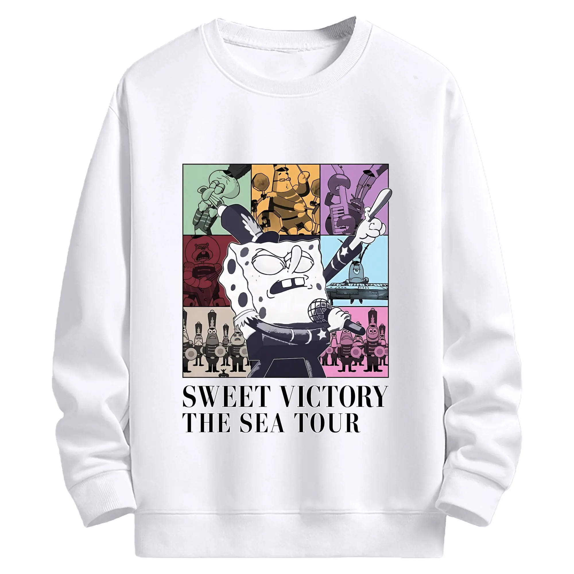 スポンジボブ グッズ スポンジボブ - 高品質 クルーネック スウェット ・ コットン59％ ポリエステル41％ ・ ユニセックス 長袖 トレーナー ・ カジュアル デイリー スポーツ 散歩用