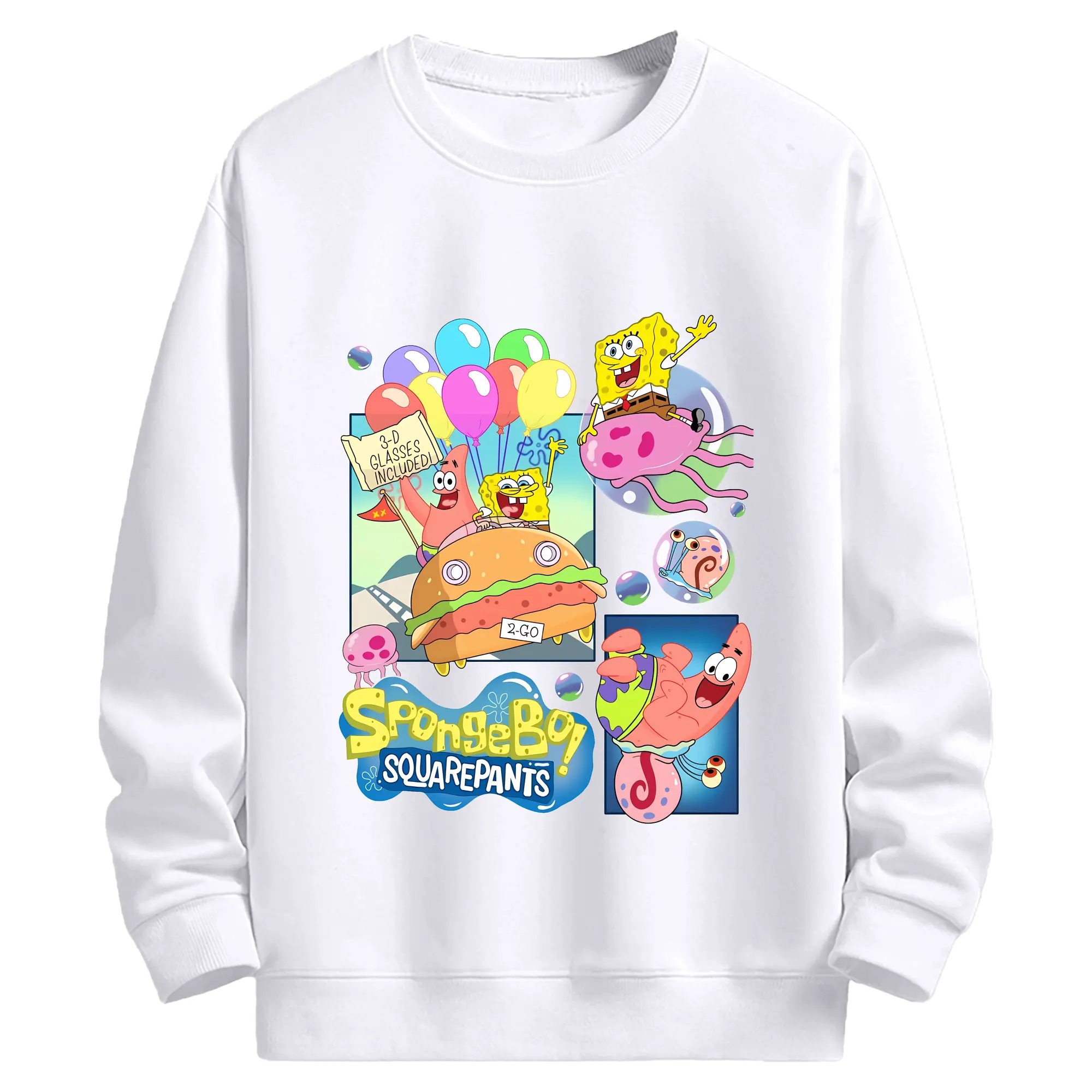 スポンジボブ グッズ スポンジボブ - 高品質 クルーネック スウェット ・ コットン59％ ポリエステル41％ ・ ユニセックス 長袖 トレーナー ・ カジュアル デイリー スポーツ 散歩用
