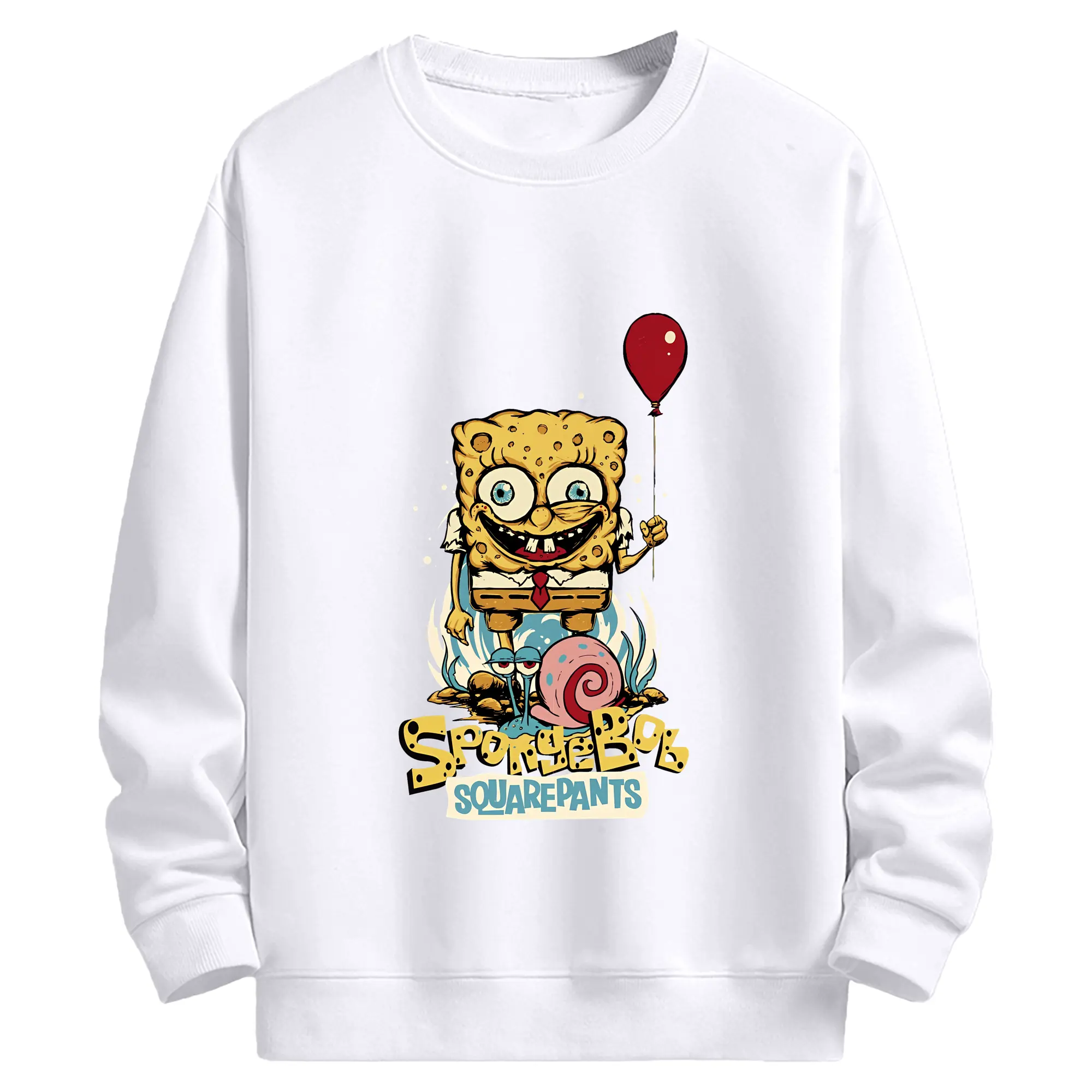 スポンジボブ グッズ スポンジボブ - 高品質 クルーネック スウェット ・ コットン59％ ポリエステル41％ ・ ユニセックス 長袖 トレーナー ・ カジュアル デイリー スポーツ 散歩用