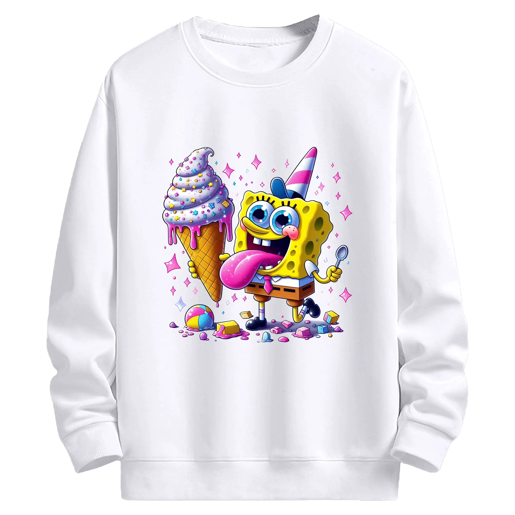 スポンジボブ グッズ スポンジボブ - 高品質 クルーネック スウェット ・ コットン59％ ポリエステル41％ ・ ユニセックス 長袖 トレーナー ・ カジュアル デイリー スポーツ 散歩用