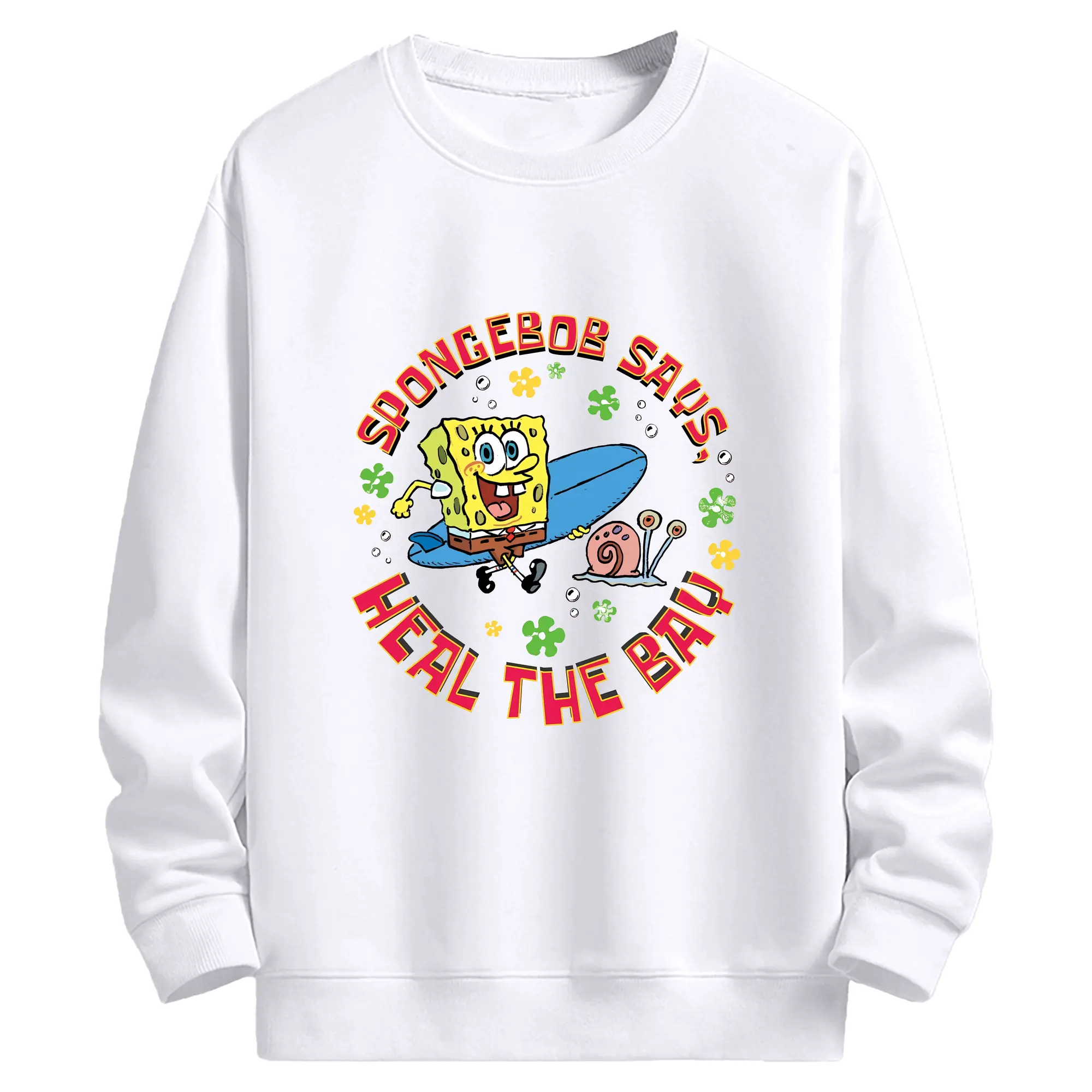 スポンジボブ グッズ スポンジボブ - 高品質 クルーネック スウェット ・ コットン59％ ポリエステル41％ ・ ユニセックス 長袖 トレーナー ・ カジュアル デイリー スポーツ 散歩用