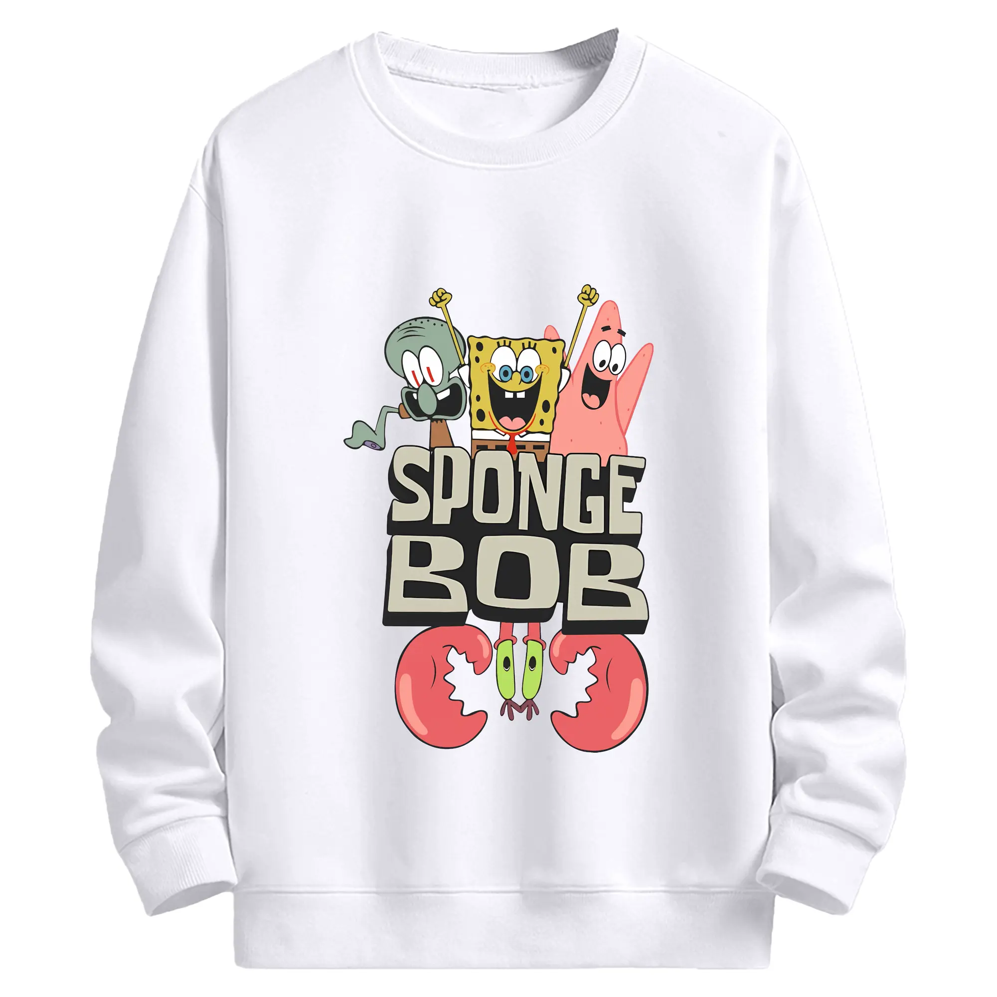 スポンジボブ グッズ スポンジボブ - 高品質 クルーネック スウェット ・ コットン59％ ポリエステル41％ ・ ユニセックス 長袖 トレーナー ・ カジュアル デイリー スポーツ 散歩用