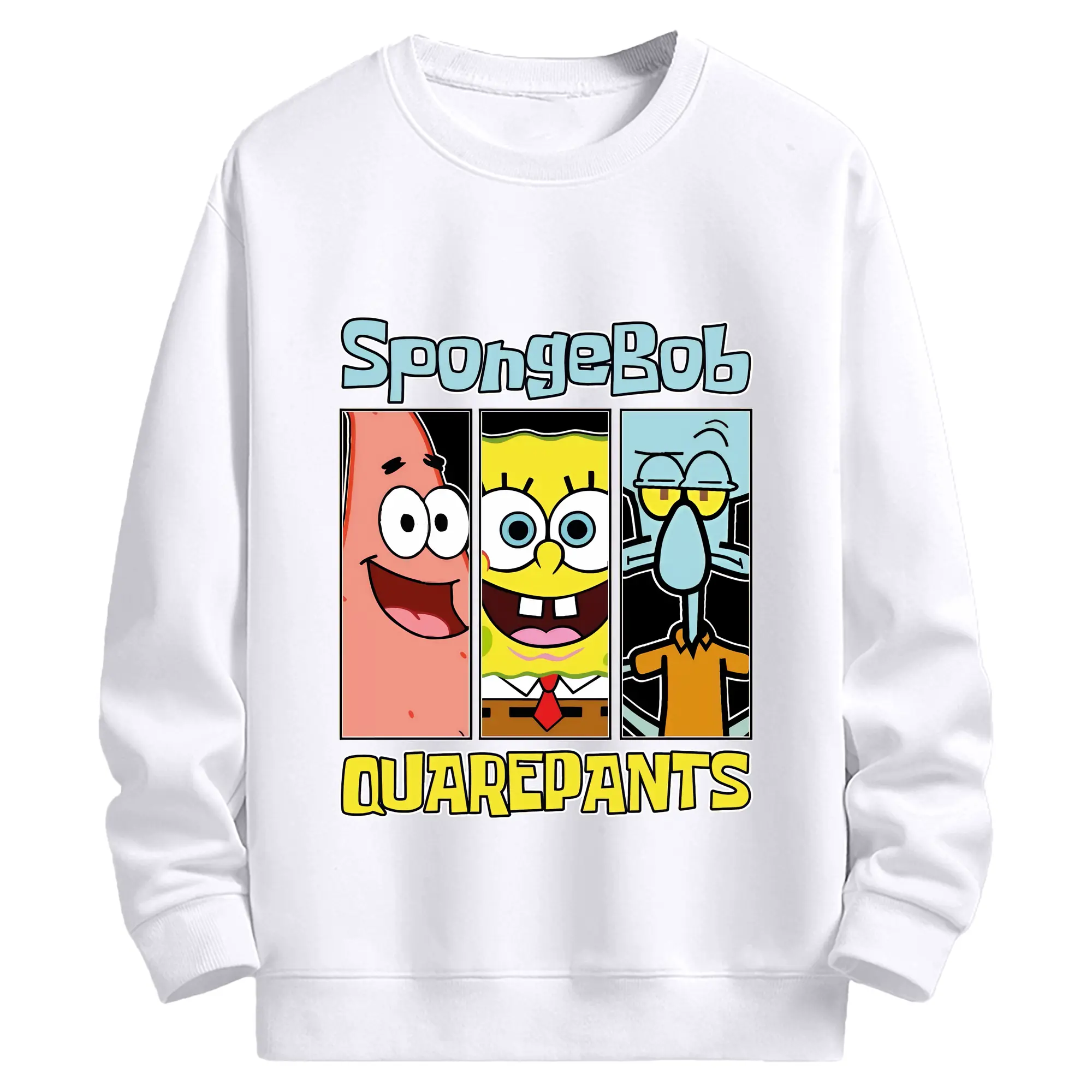 スポンジボブ グッズ スポンジボブ - 高品質 クルーネック スウェット ・ コットン59％ ポリエステル41％ ・ ユニセックス 長袖 トレーナー ・ カジュアル デイリー スポーツ 散歩用