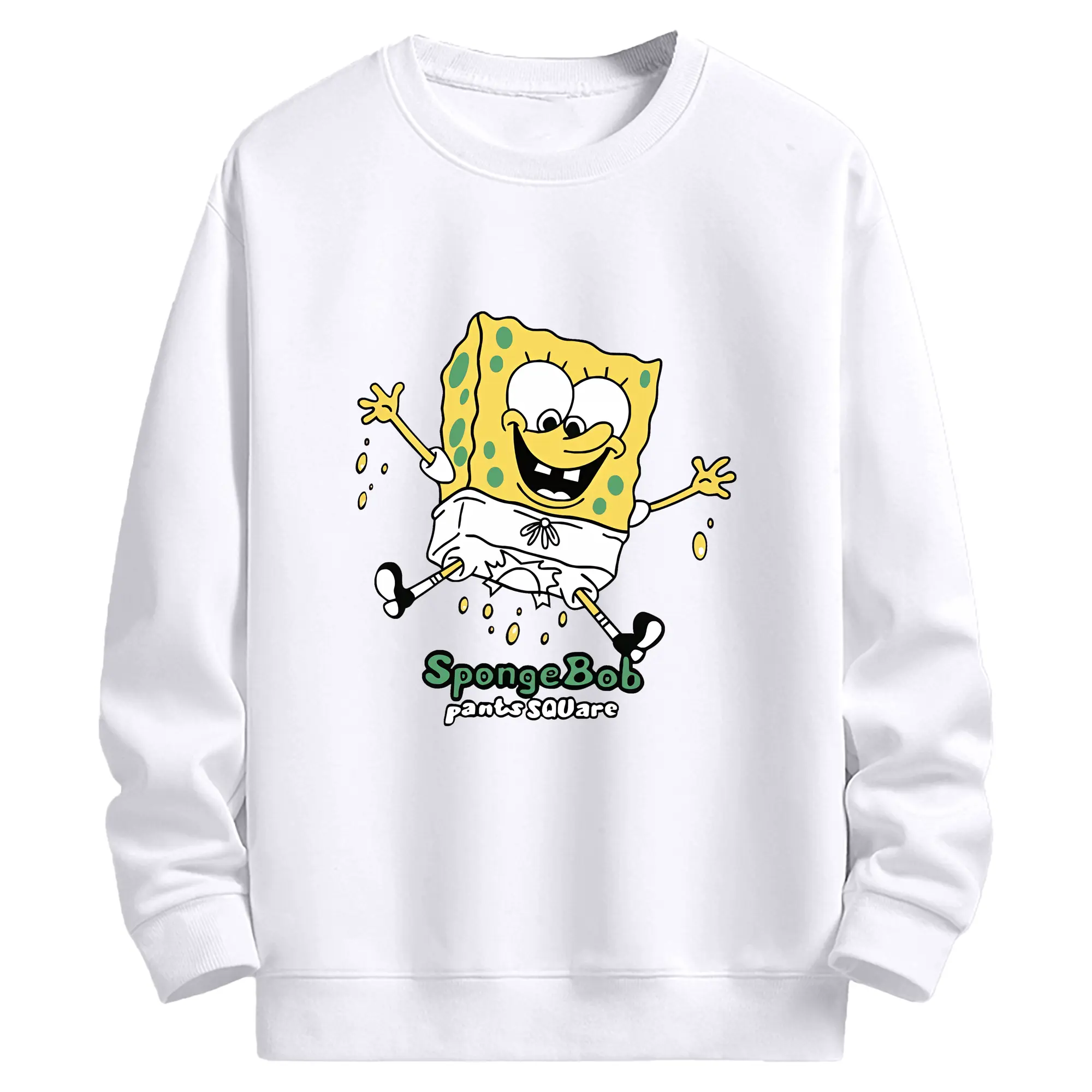 スポンジボブ グッズ スポンジボブ - 高品質 クルーネック スウェット ・ コットン59％ ポリエステル41％ ・ ユニセックス 長袖 トレーナー ・ カジュアル デイリー スポーツ 散歩用