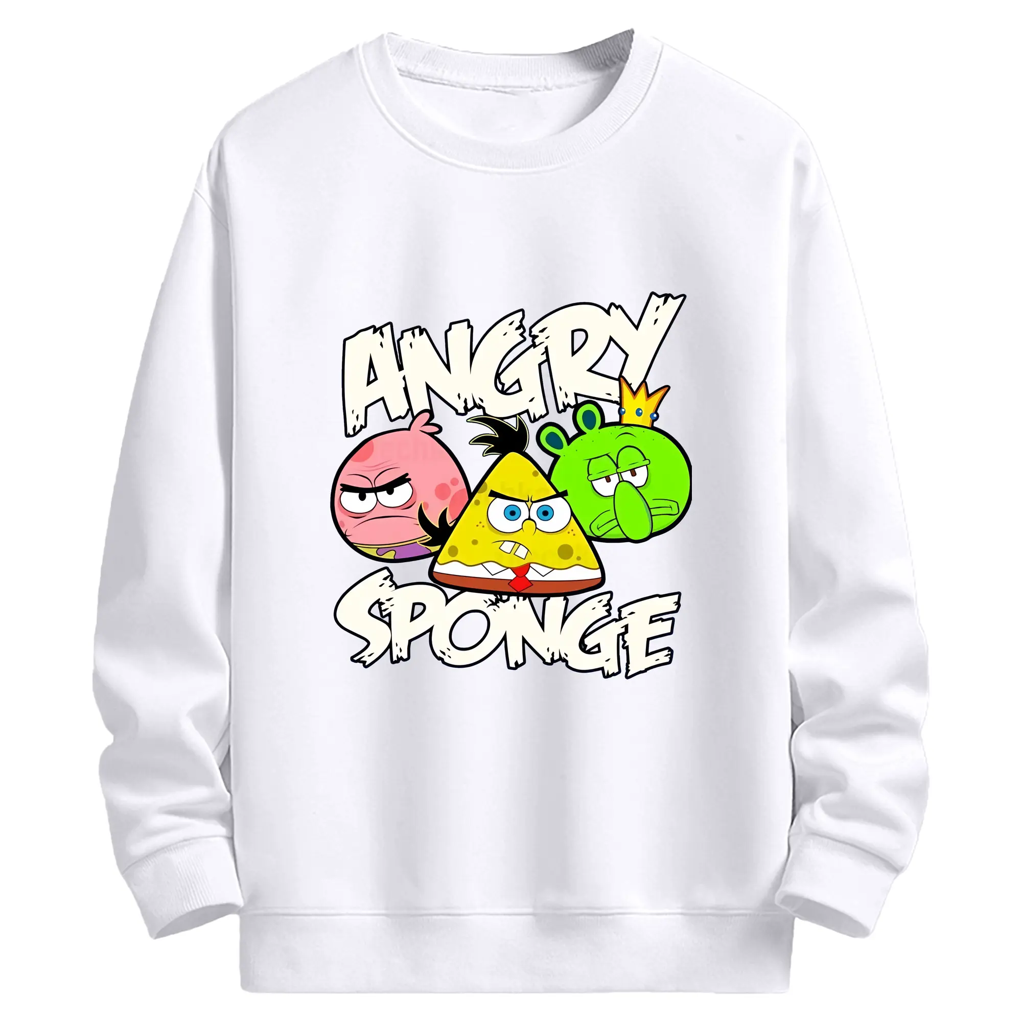 スポンジボブ グッズ スポンジボブ - 高品質 クルーネック スウェット ・ コットン59％ ポリエステル41％ ・ ユニセックス 長袖 トレーナー ・ カジュアル デイリー スポーツ 散歩用