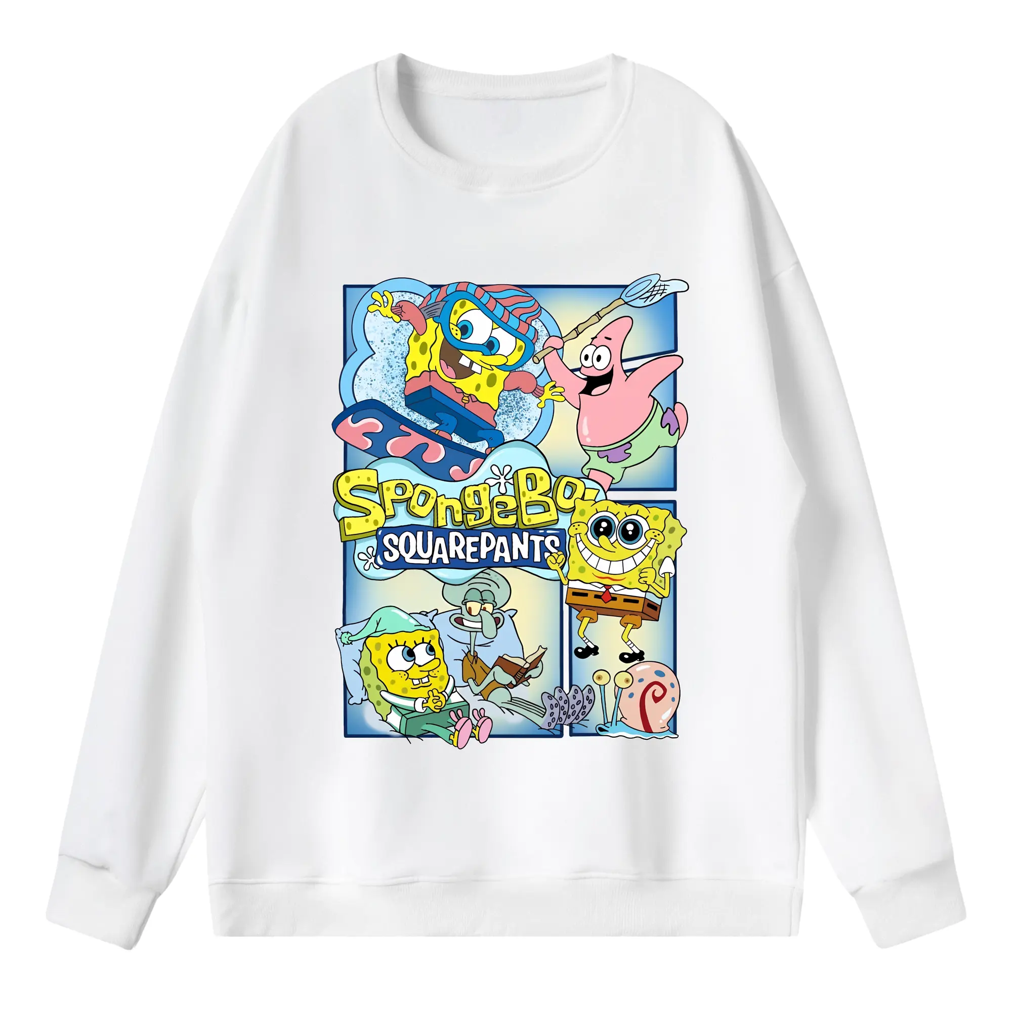 スポンジボブ グッズ スポンジボブ - 薄手 クルーネック スウェット 裏毛260g · ポリエステル 春秋向け カジュアル 男女兼用 · トレーナー デイリー スポーツ 散歩に最適