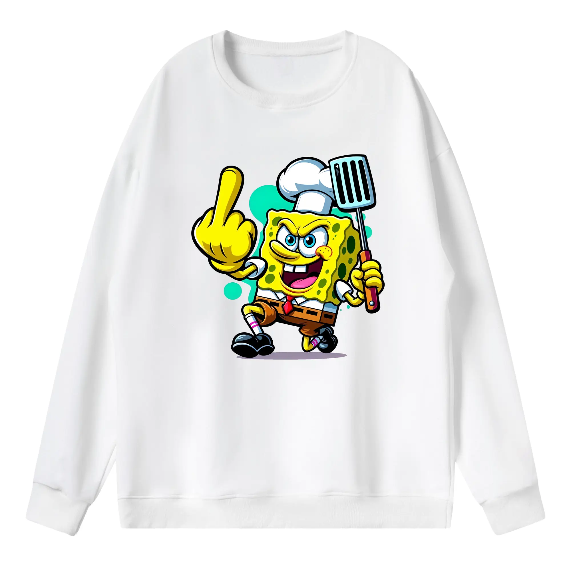 スポンジボブ グッズ スポンジボブ - 薄手 クルーネック スウェット 裏毛260g · ポリエステル 春秋向け カジュアル 男女兼用 · トレーナー デイリー スポーツ 散歩に最適