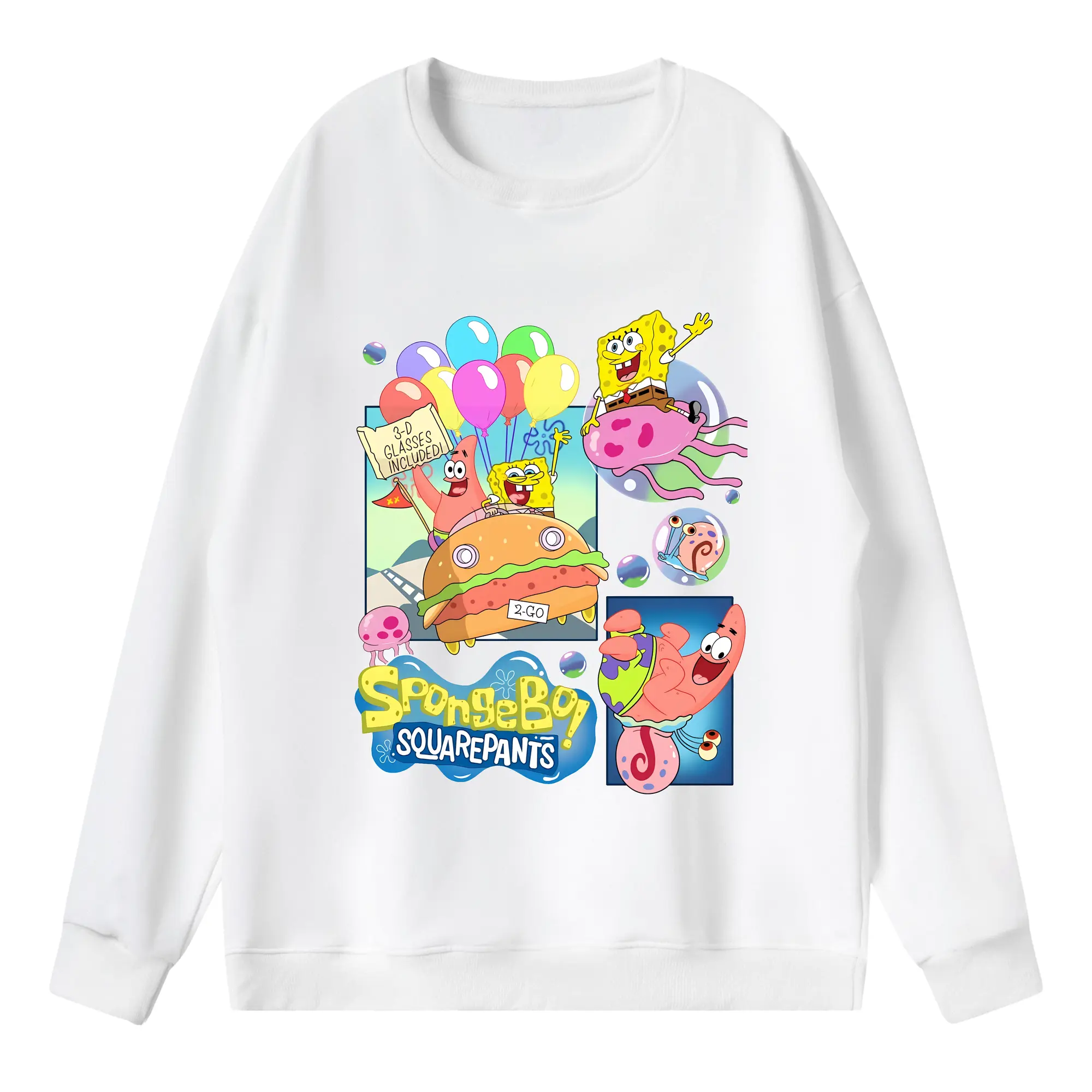 スポンジボブ グッズ スポンジボブ - 薄手 クルーネック スウェット 裏毛260g · ポリエステル 春秋向け カジュアル 男女兼用 · トレーナー デイリー スポーツ 散歩に最適