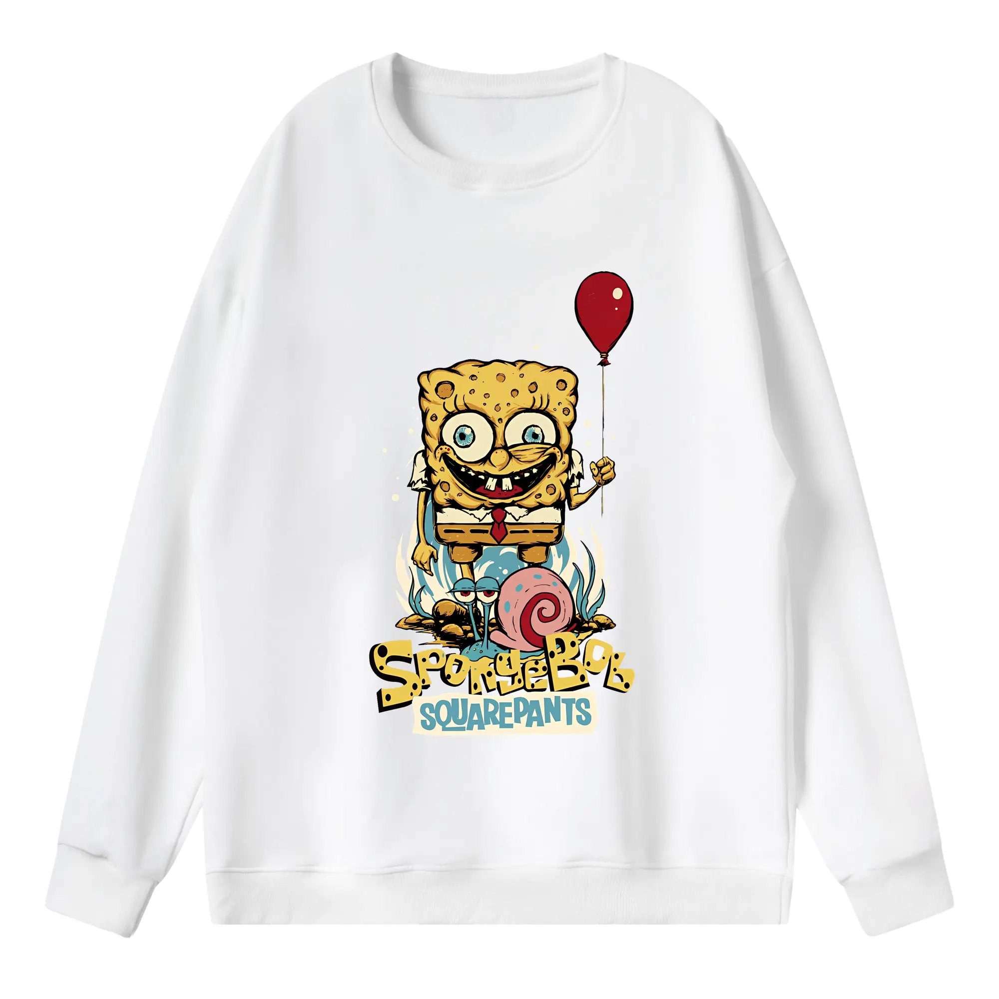 スポンジボブ グッズ スポンジボブ - 薄手 クルーネック スウェット 裏毛260g · ポリエステル 春秋向け カジュアル 男女兼用 · トレーナー デイリー スポーツ 散歩に最適