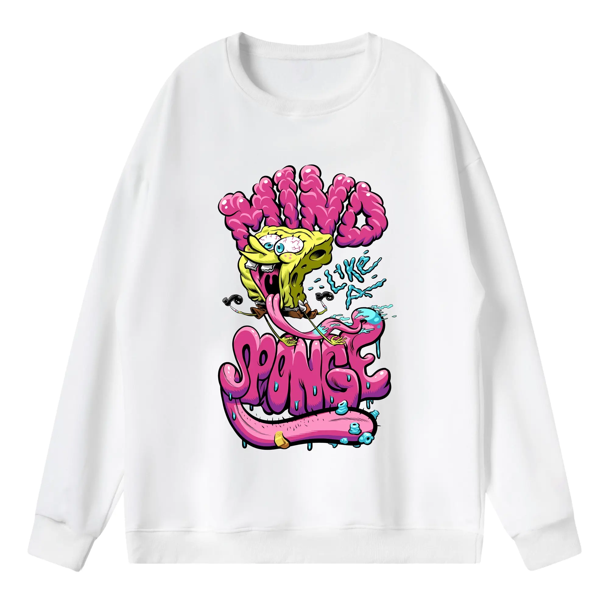 スポンジボブ グッズ スポンジボブ - 薄手 クルーネック スウェット 裏毛260g · ポリエステル 春秋向け カジュアル 男女兼用 · トレーナー デイリー スポーツ 散歩に最適