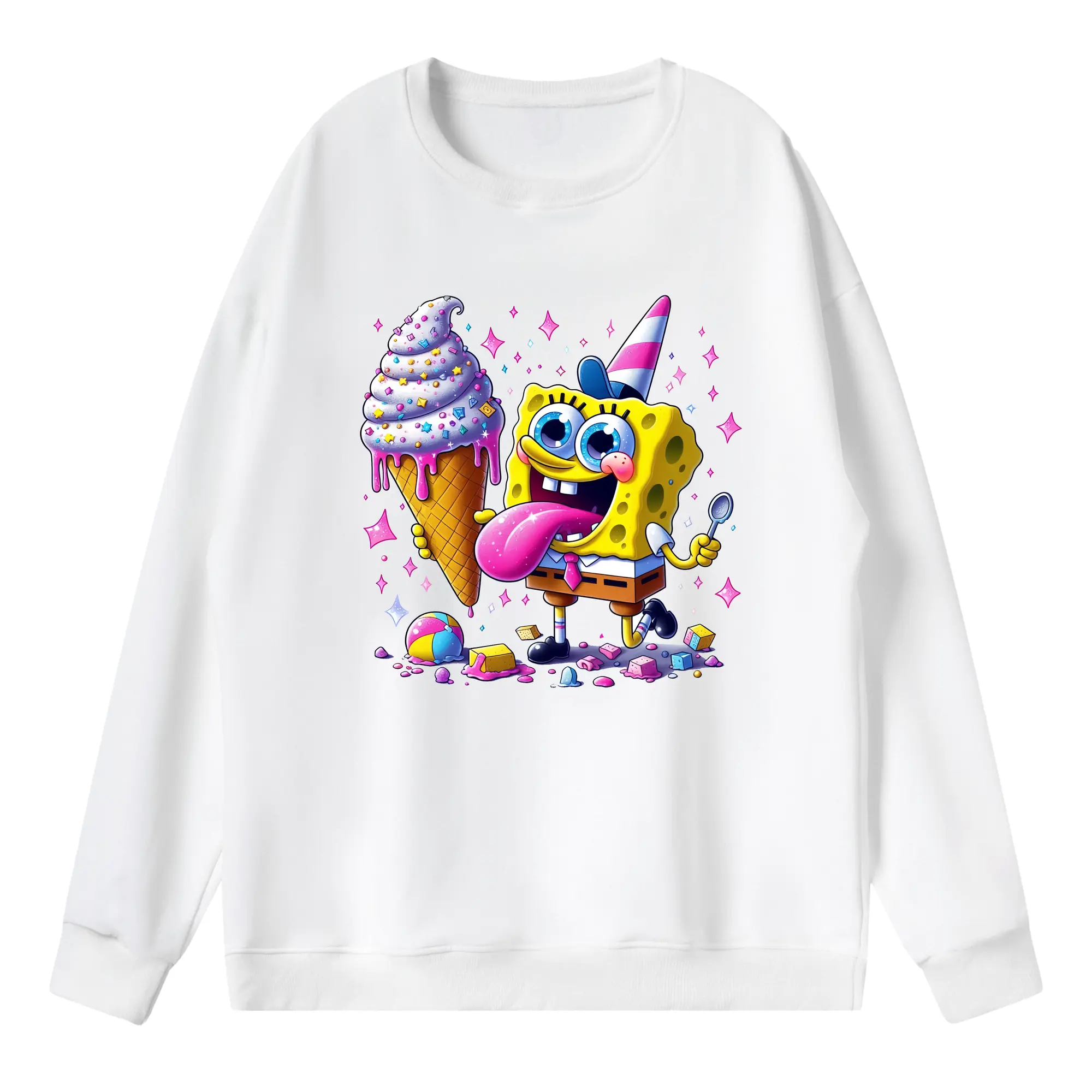 スポンジボブ グッズ スポンジボブ - 薄手 クルーネック スウェット 裏毛260g · ポリエステル 春秋向け カジュアル 男女兼用 · トレーナー デイリー スポーツ 散歩に最適