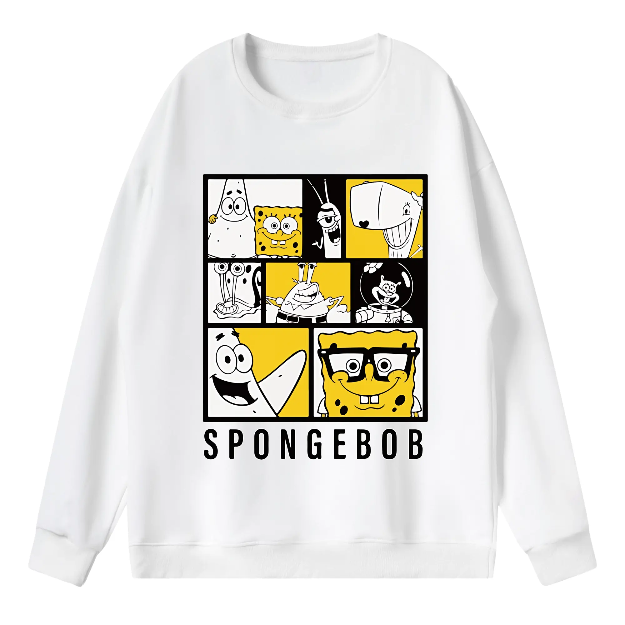スポンジボブ グッズ スポンジボブ - 薄手 クルーネック スウェット 裏毛260g · ポリエステル 春秋向け カジュアル 男女兼用 · トレーナー デイリー スポーツ 散歩に最適