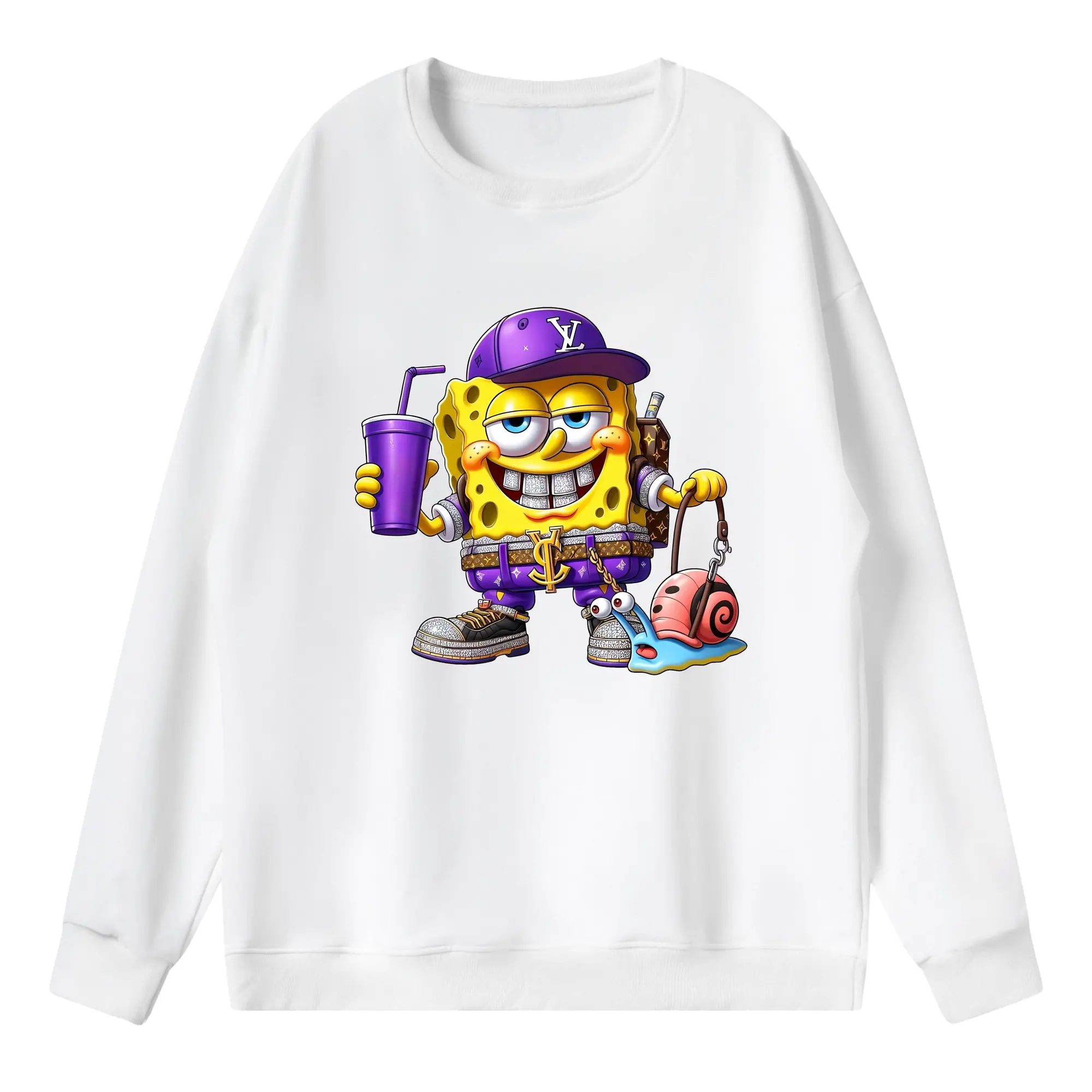 スポンジボブ グッズ スポンジボブ - 薄手 クルーネック スウェット 裏毛260g · ポリエステル 春秋向け カジュアル 男女兼用 · トレーナー デイリー スポーツ 散歩に最適