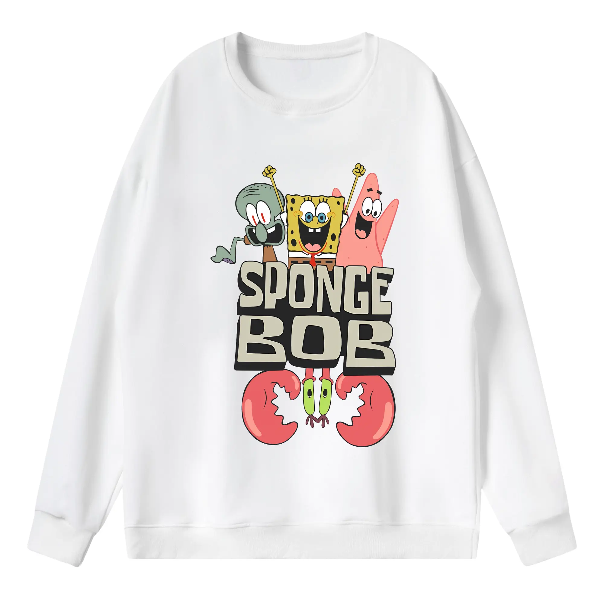スポンジボブ グッズ スポンジボブ - 薄手 クルーネック スウェット 裏毛260g · ポリエステル 春秋向け カジュアル 男女兼用 · トレーナー デイリー スポーツ 散歩に最適