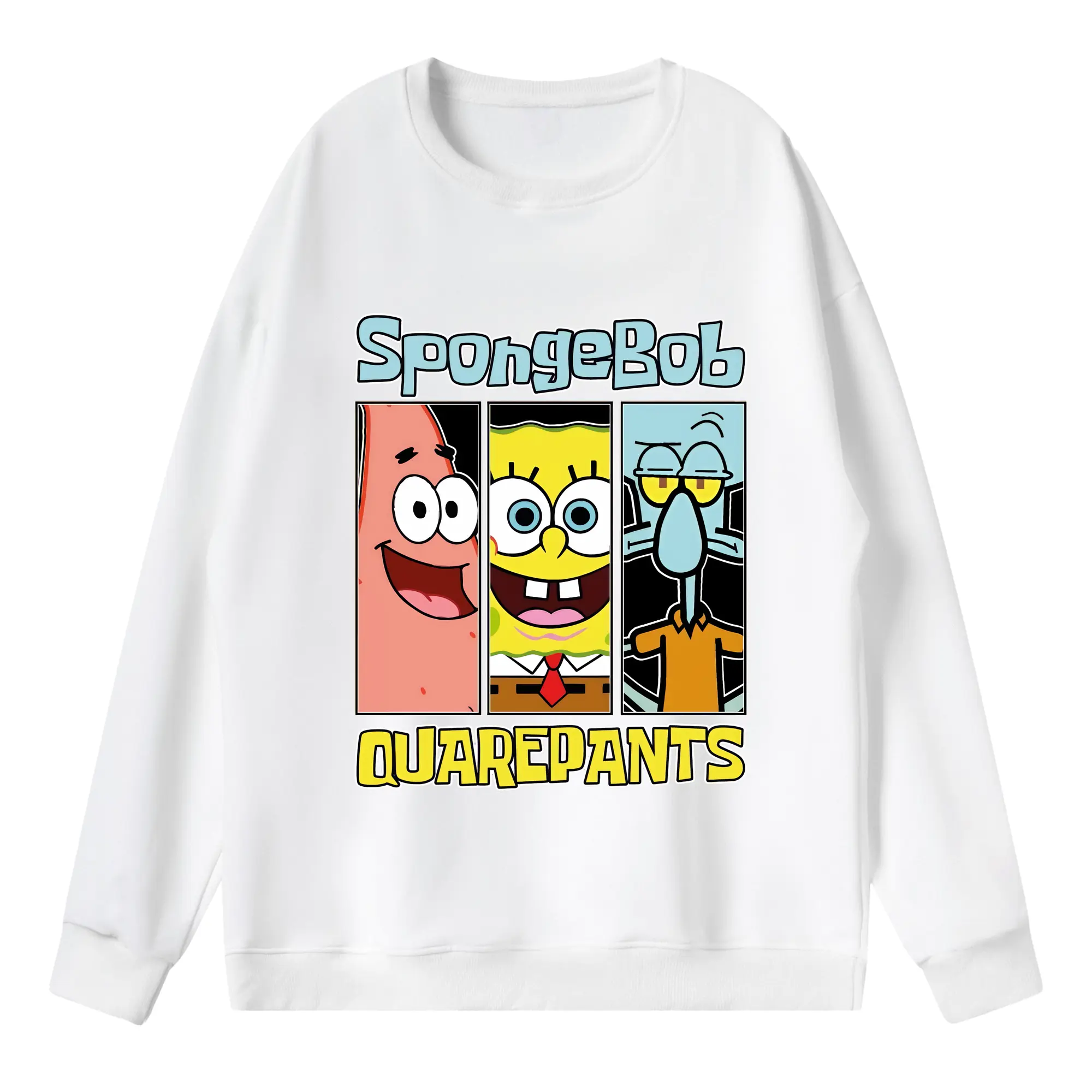 スポンジボブ グッズ スポンジボブ - 薄手 クルーネック スウェット 裏毛260g · ポリエステル 春秋向け カジュアル 男女兼用 · トレーナー デイリー スポーツ 散歩に最適