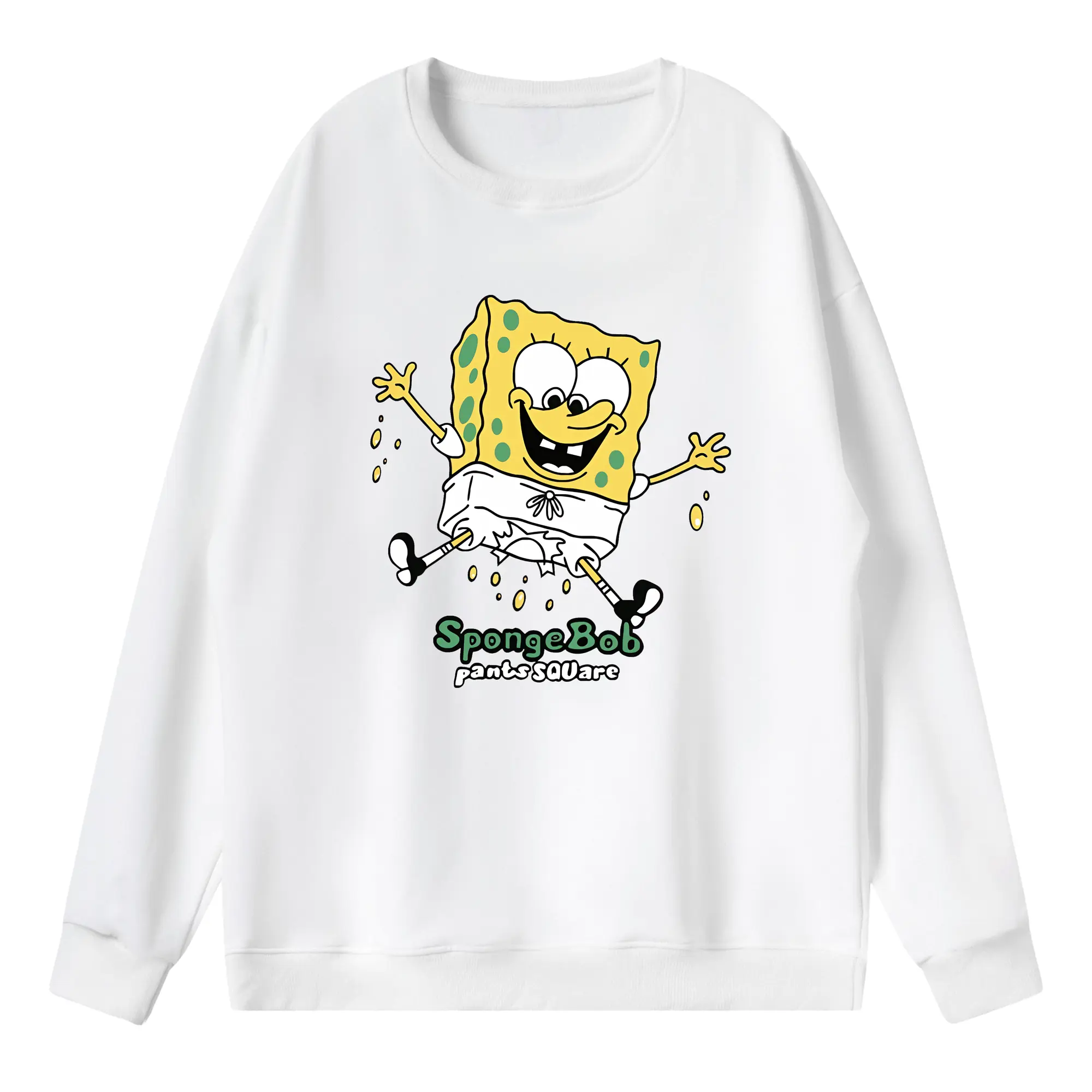 スポンジボブ グッズ スポンジボブ - 薄手 クルーネック スウェット 裏毛260g · ポリエステル 春秋向け カジュアル 男女兼用 · トレーナー デイリー スポーツ 散歩に最適