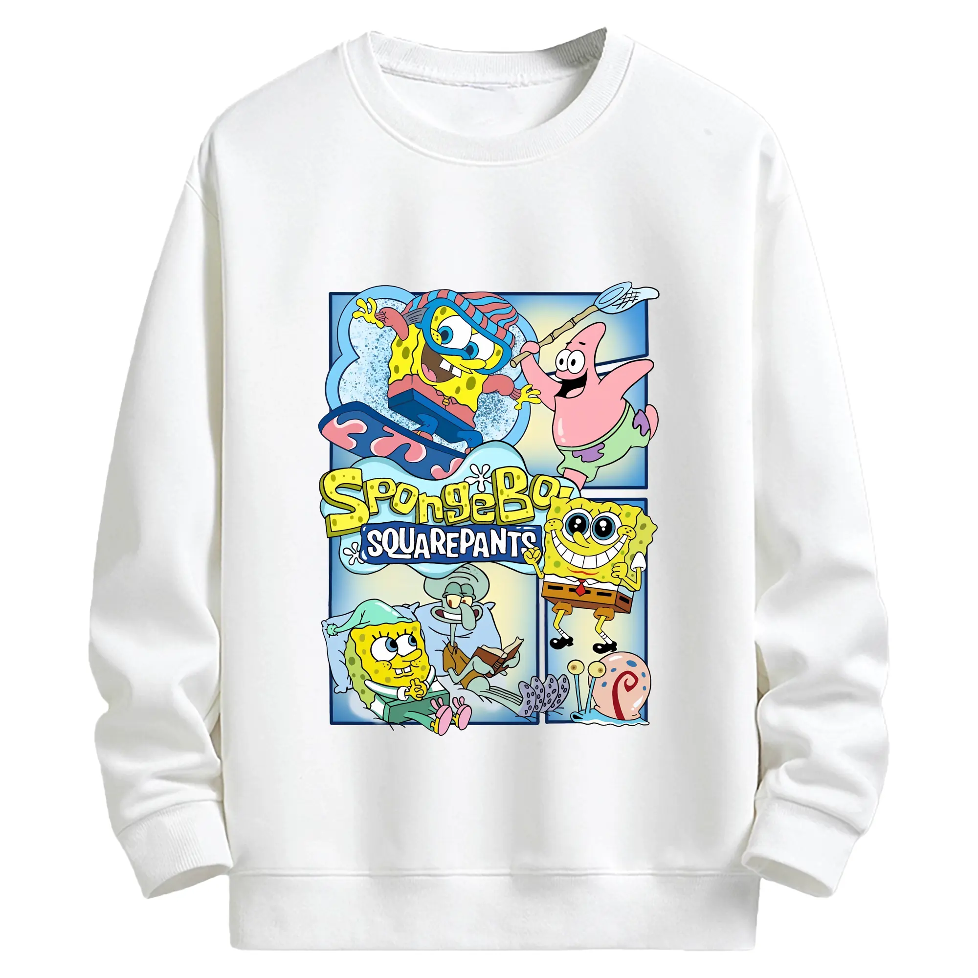 スポンジボブ グッズ スポンジボブ - キッズ クルーネックスウェットシャツ ・ フロントプリント ・ 綿80％ ポリエステル20％ ・ 快適 通学 スポーツ 日常使い お散歩用