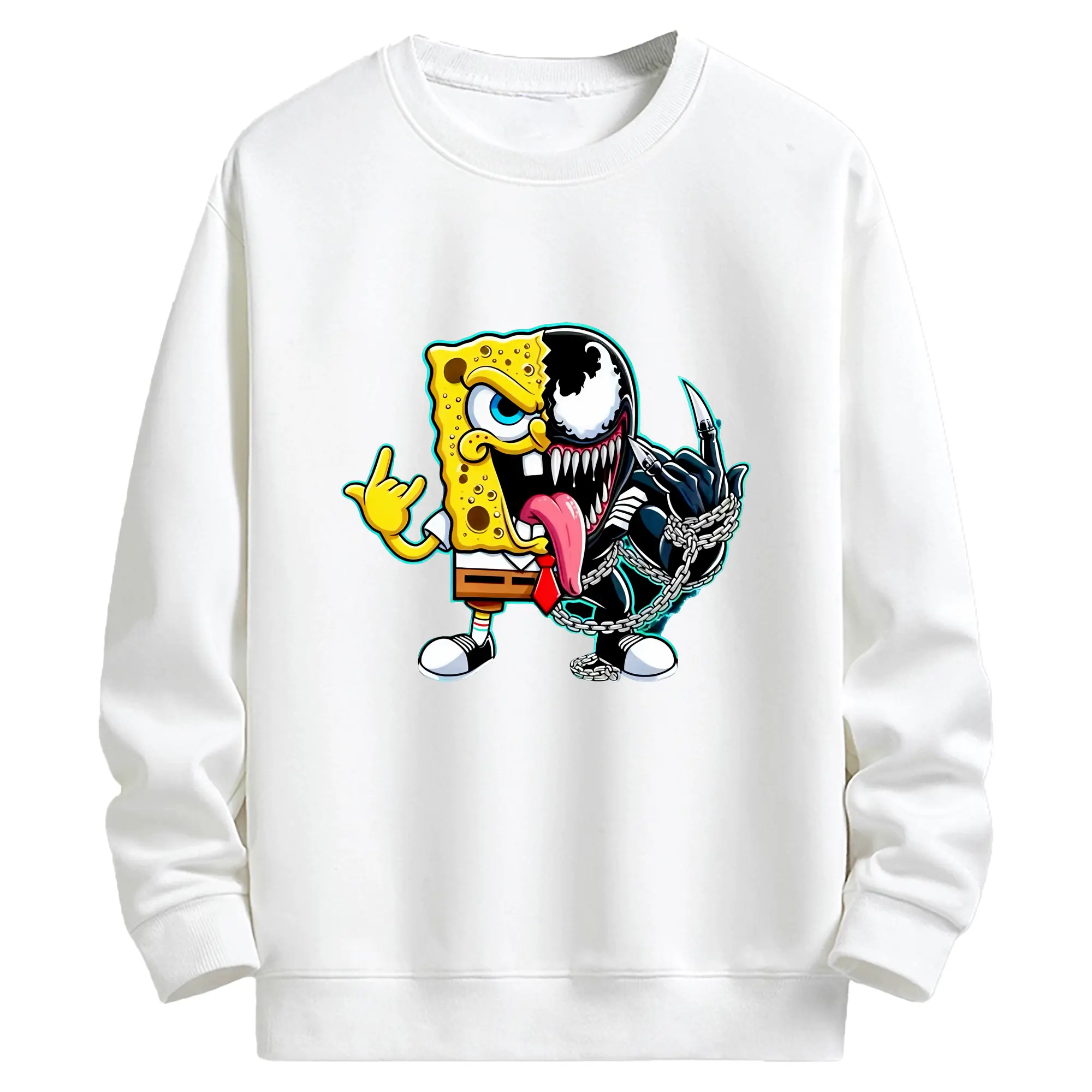 スポンジボブ グッズ スポンジボブ - キッズ クルーネックスウェットシャツ ・ フロントプリント ・ 綿80％ ポリエステル20％ ・ 快適 通学 スポーツ 日常使い お散歩用